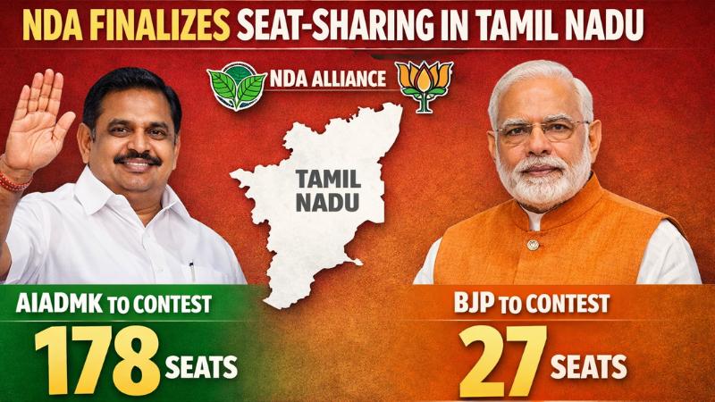 NDA Finalizes Seat-Sharing in Tamil Nadu: AIADMK to Contest 178 Seats, BJP 27