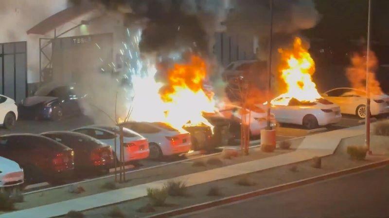 Tesla Vehicles Set Ablaze and Shot at Las Vegas Service Center in Suspected Terror Attack