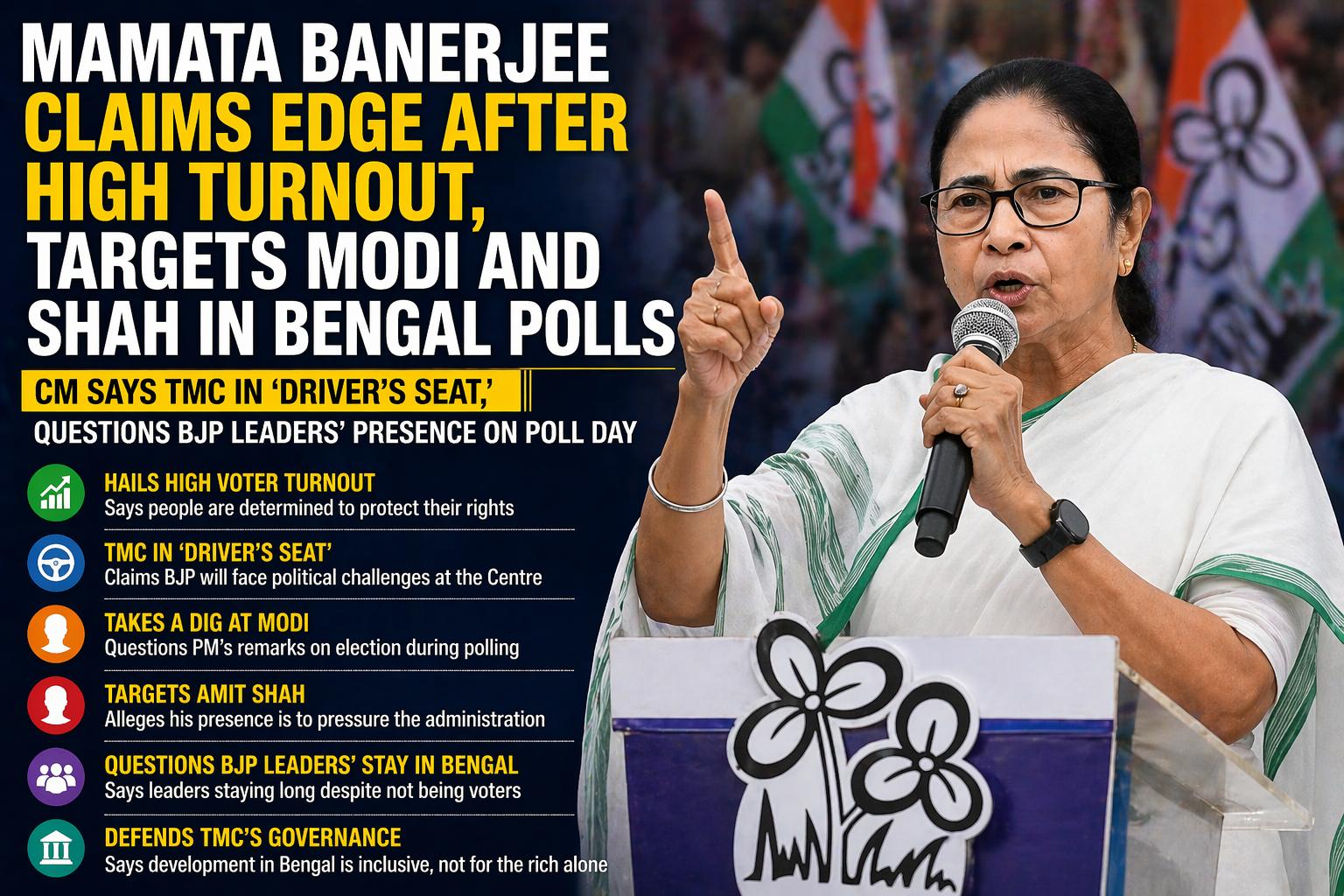 Mamata Banerjee Claims Edge After High Turnout, Targets Modi And Shah In Bengal Polls