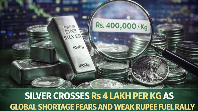 Silver crosses Rs 4 lakh per kg as global shortage fears and weak rupee fuel rally