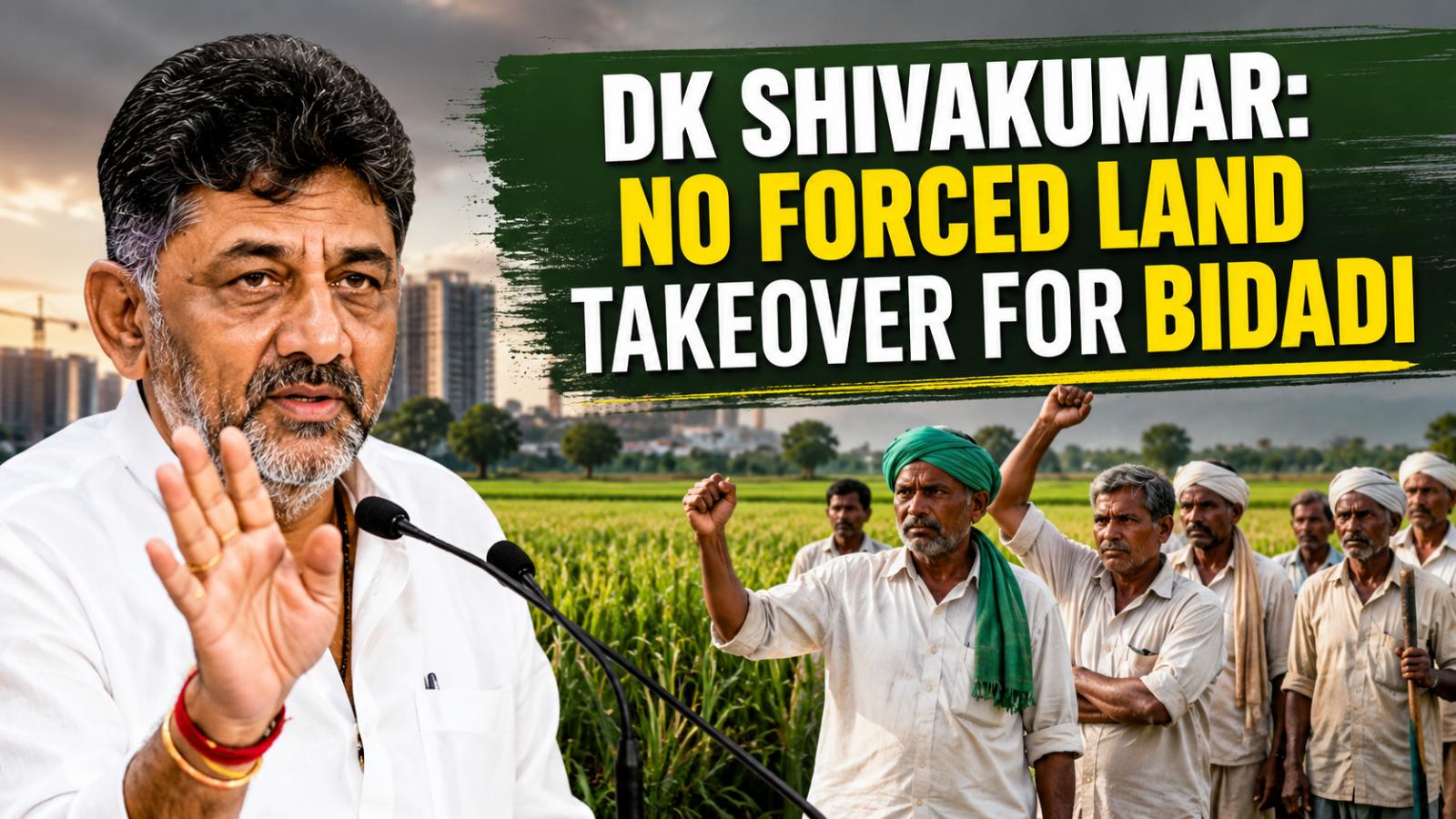 DK Shivakumar Says No Forced Land Takeover for Bidadi
