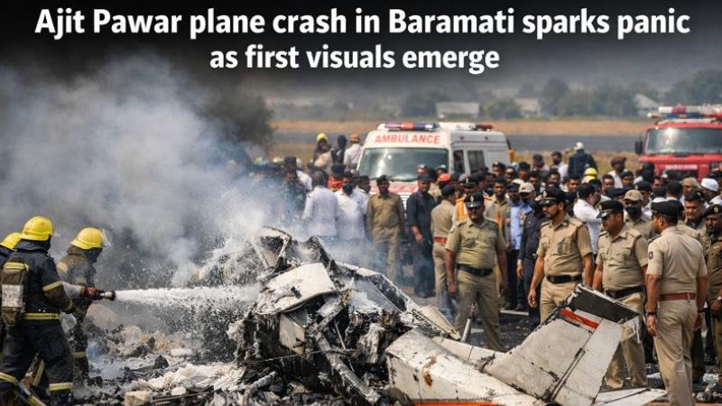Ajit Pawar plane crash in Baramati sparks panic as first visuals emerge