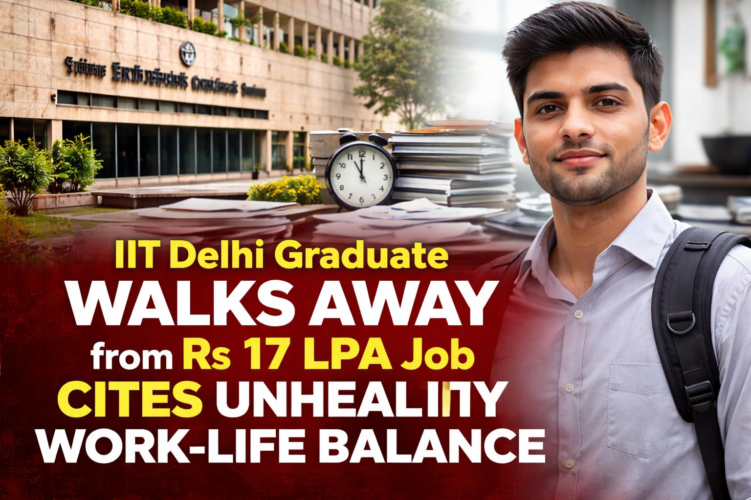 IIT Delhi Graduate Walks Away from Rs 17 LPA Job, Cites Unhealthy Work-Life Balance