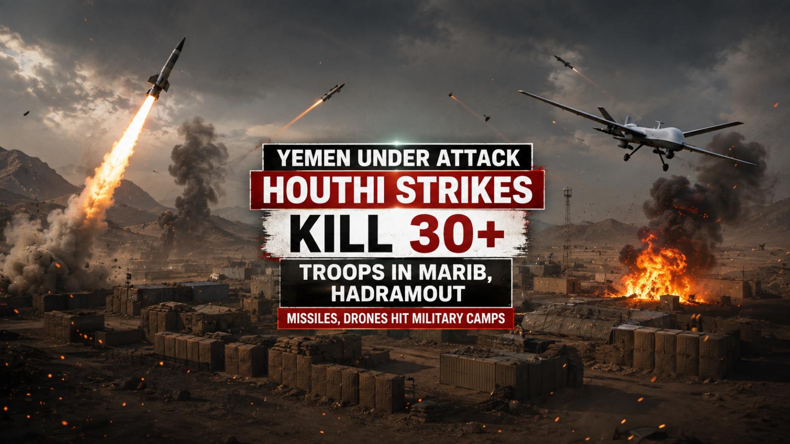 Houthi attacks on Yemen troops kill 30 in Marib, Hadramout