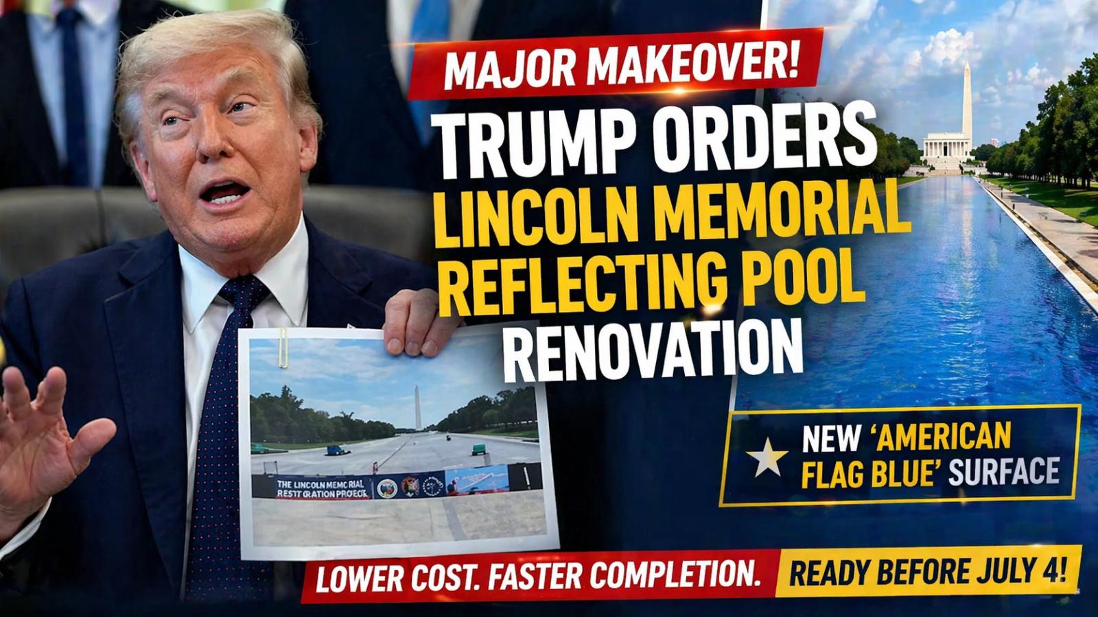 Lincoln Memorial Reflecting Pool to Get New “American Flag Blue” Surface