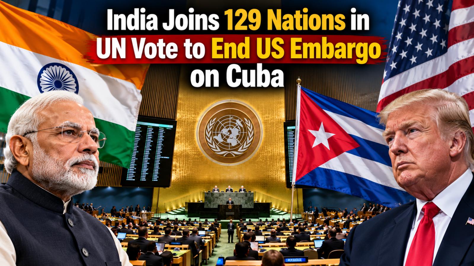 India Joins 129 Nations in UN Vote to End US Embargo on Cuba