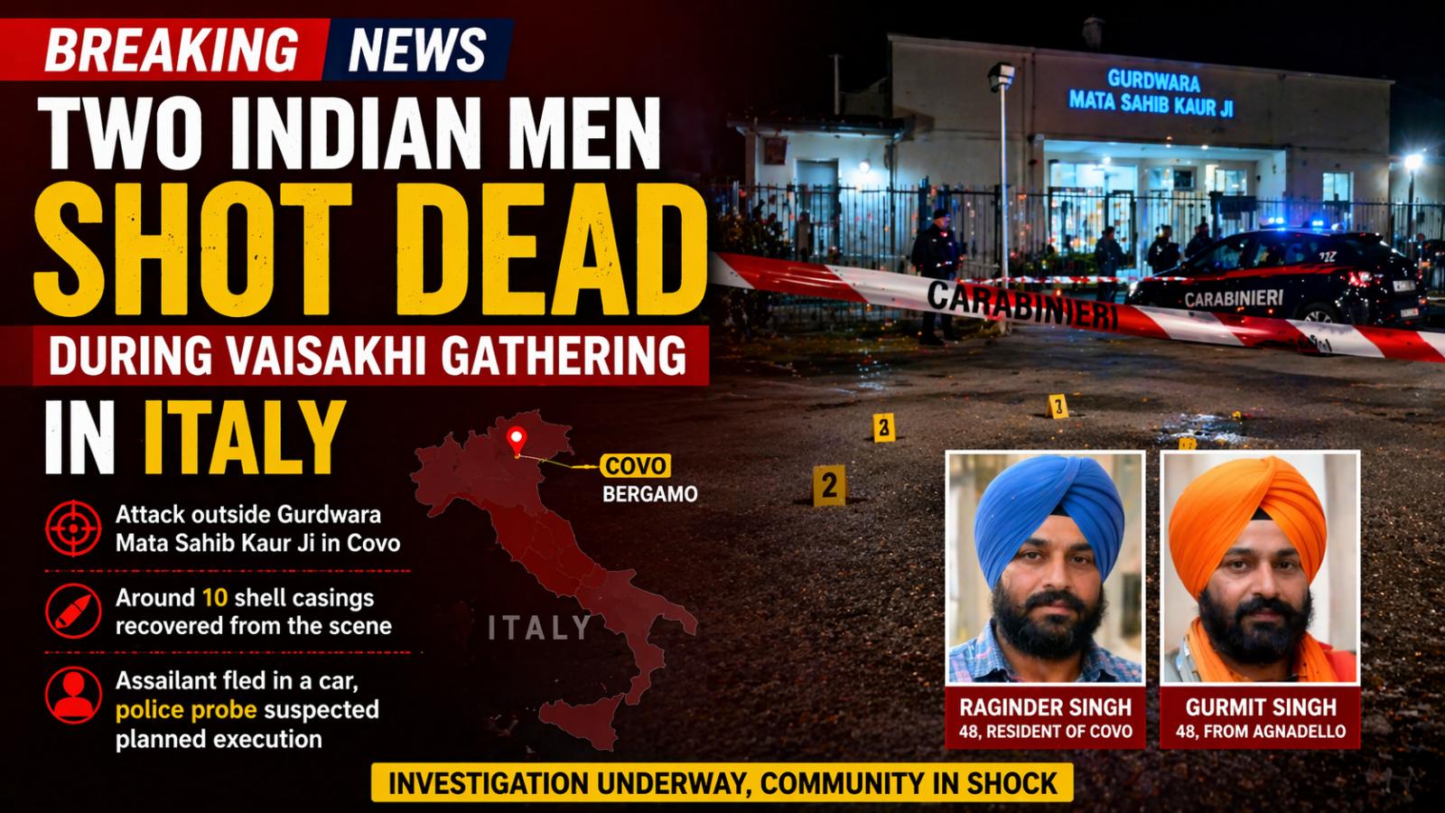 Indian Men Shot Dead In Italy During Vaisakhi Gathering