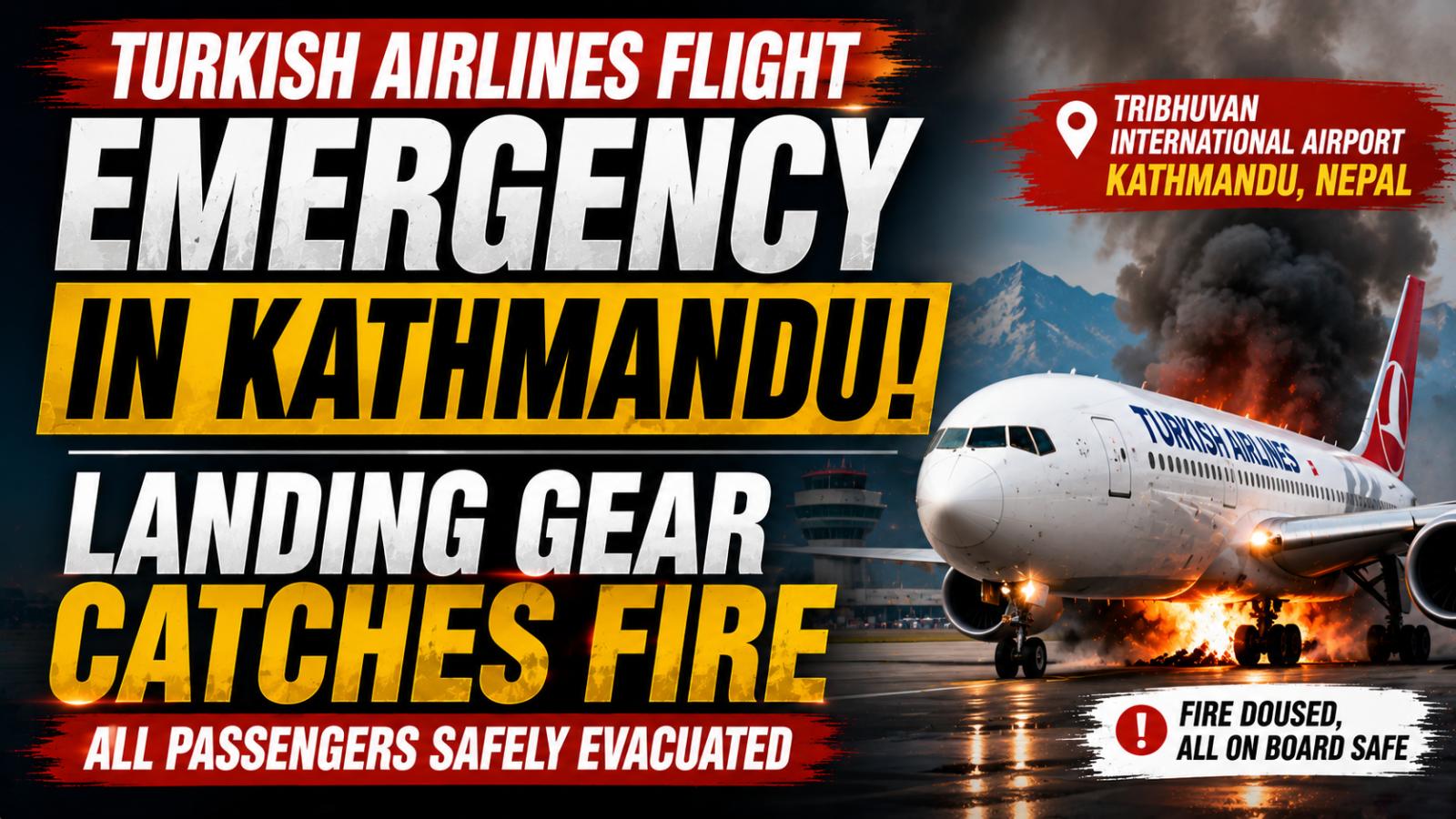 Emergency Evacuation After Turkish Airlines Wheel Catches Fire in Nepal