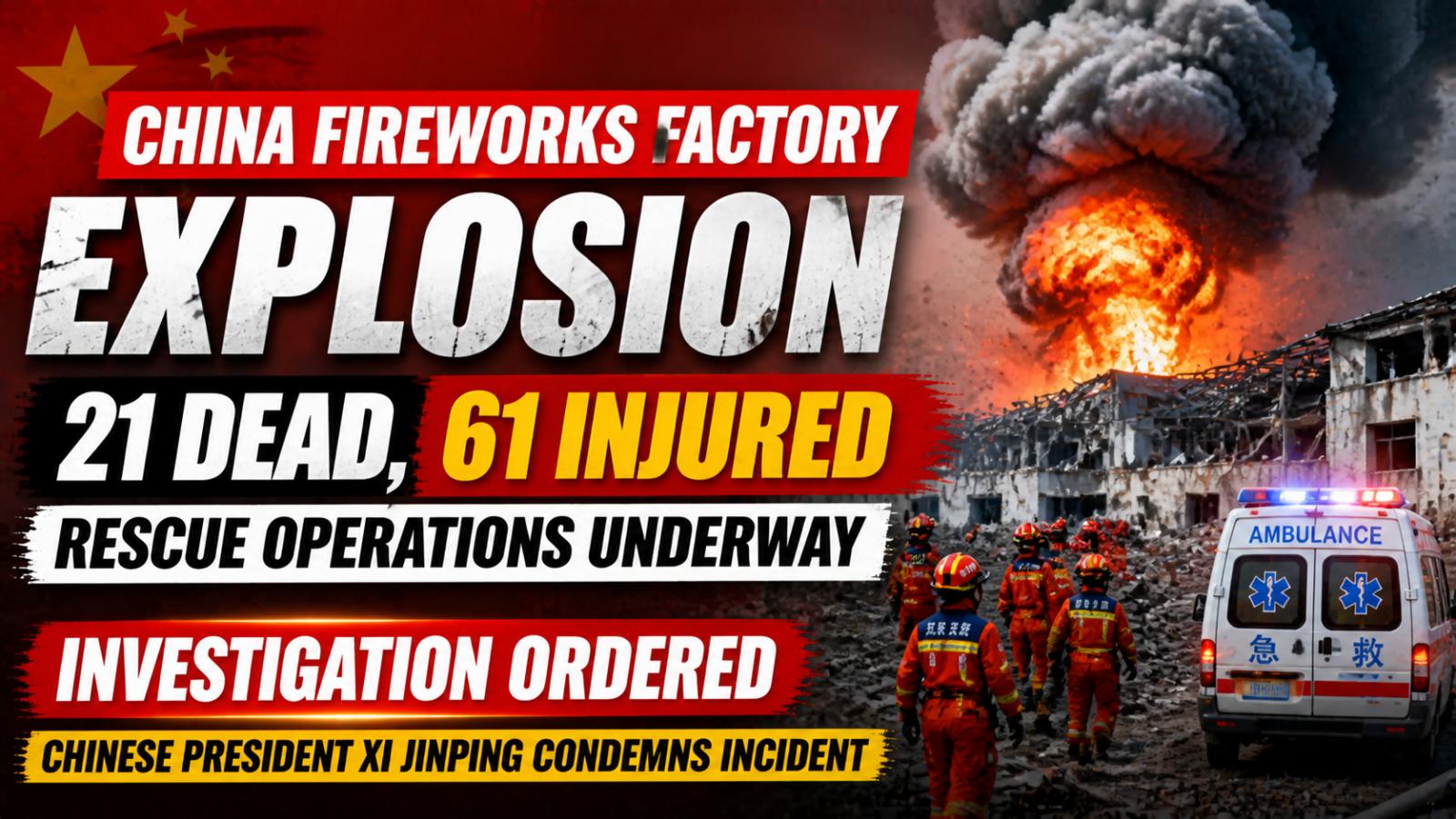 China Fireworks Plant Explosion Claims 21 Lives, Hundreds Injured