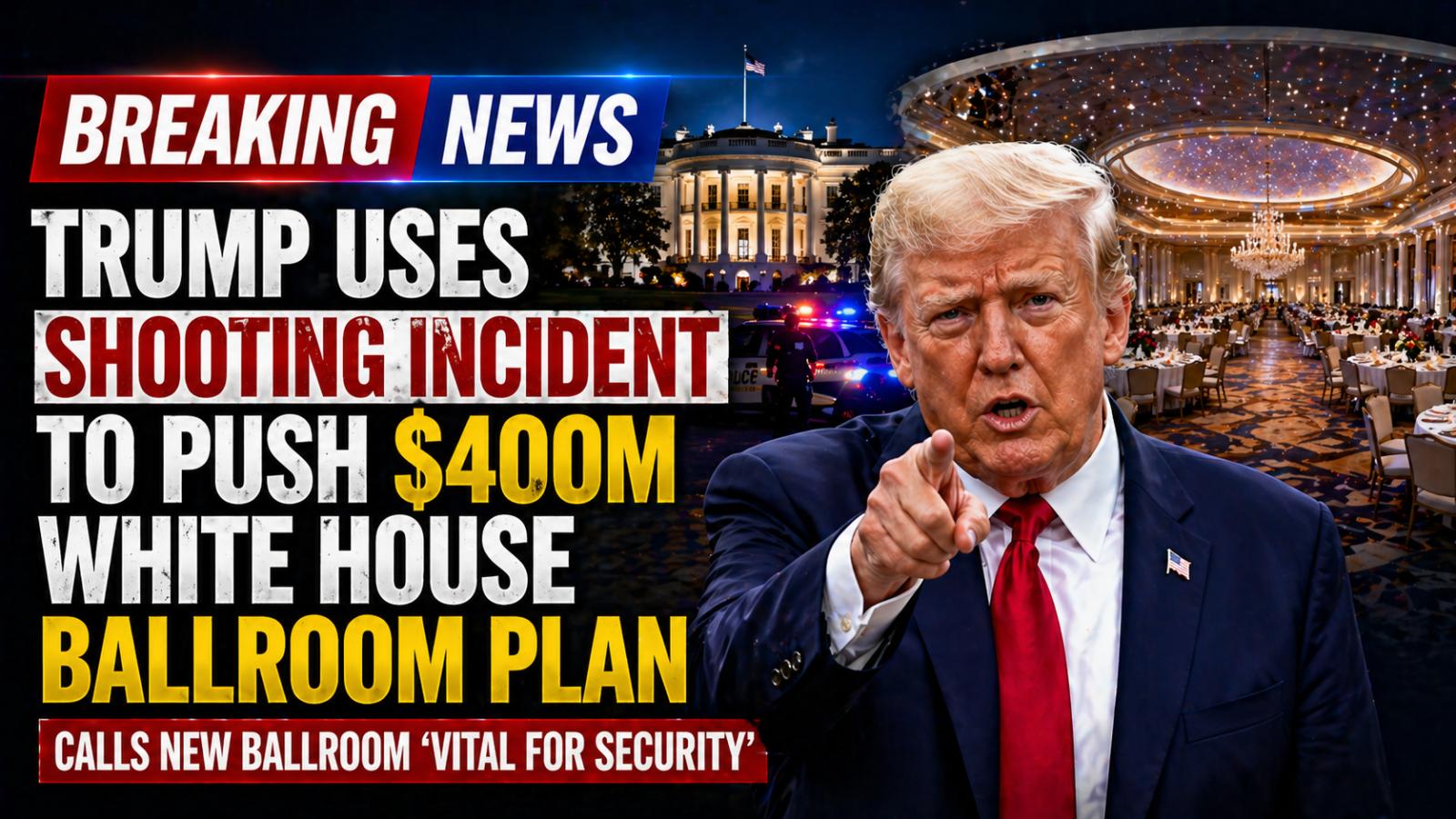 Trump Cites Shooting to Push $400M White House Ballroom Plan