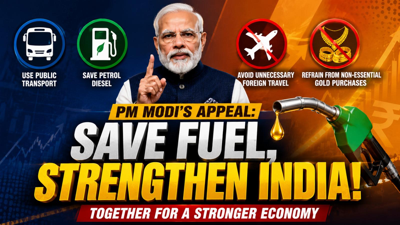 PM Modi Appeals for Public Transport Use and Reduced Gold Purchases to Protect Economy