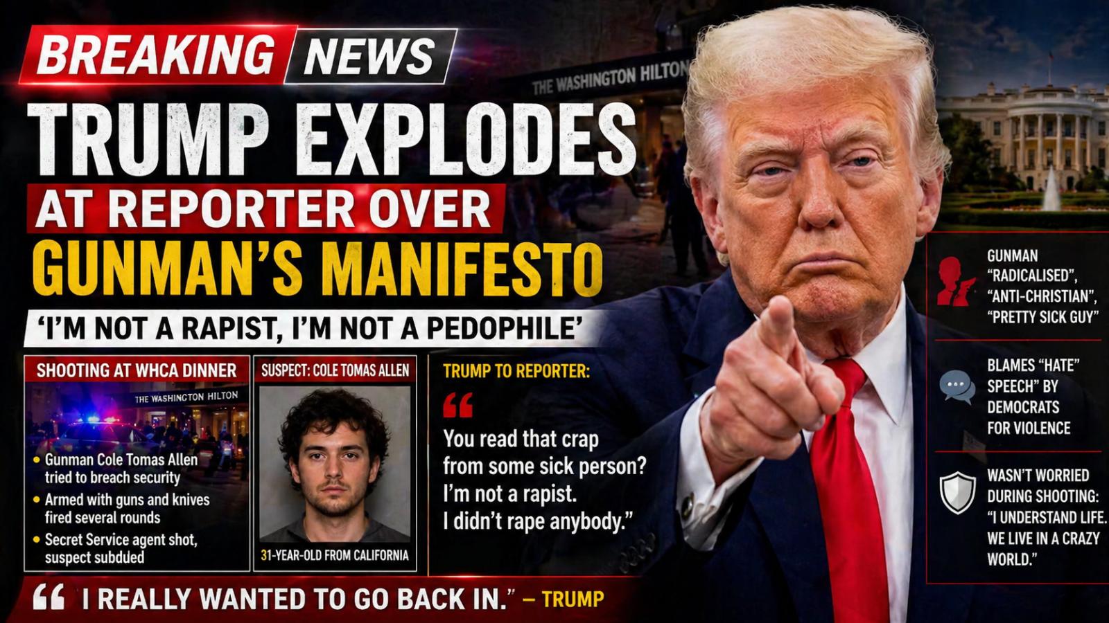 Trump Reacts Strongly to Gunman’s Manifesto in Post-Shooting Interview