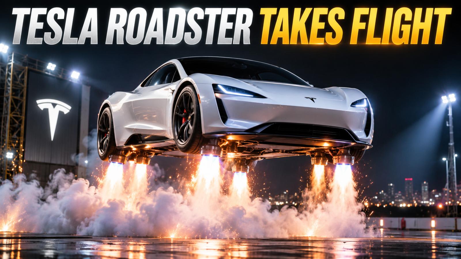 Tesla Roadster flying car demo uses SpaceX thrusters
