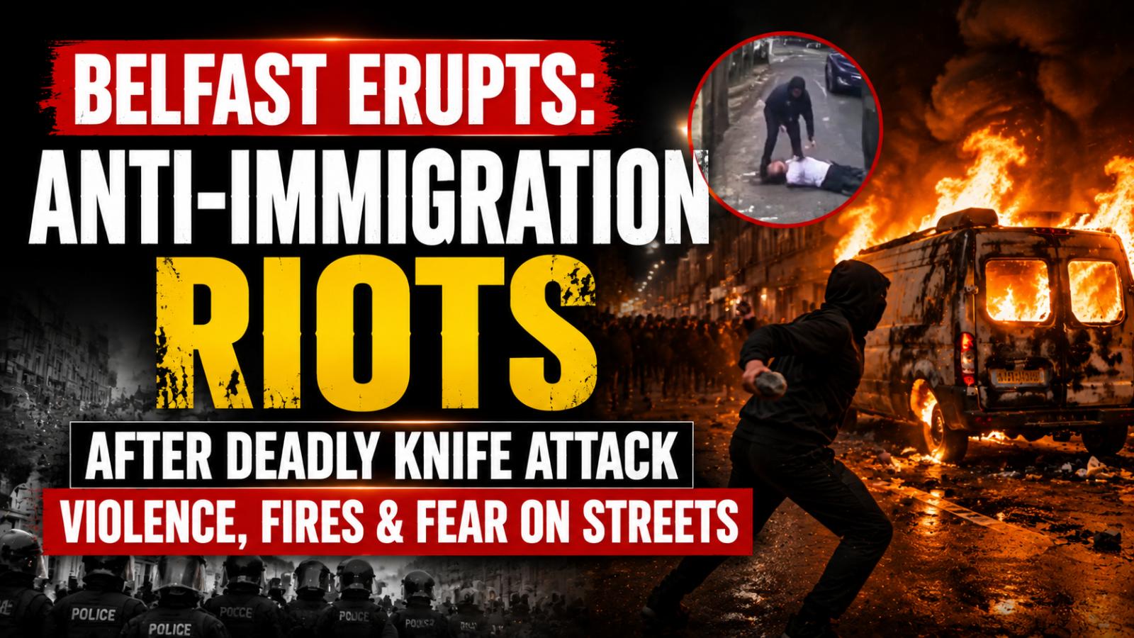 Anti-immigrant riots erupt in Belfast after knife attack