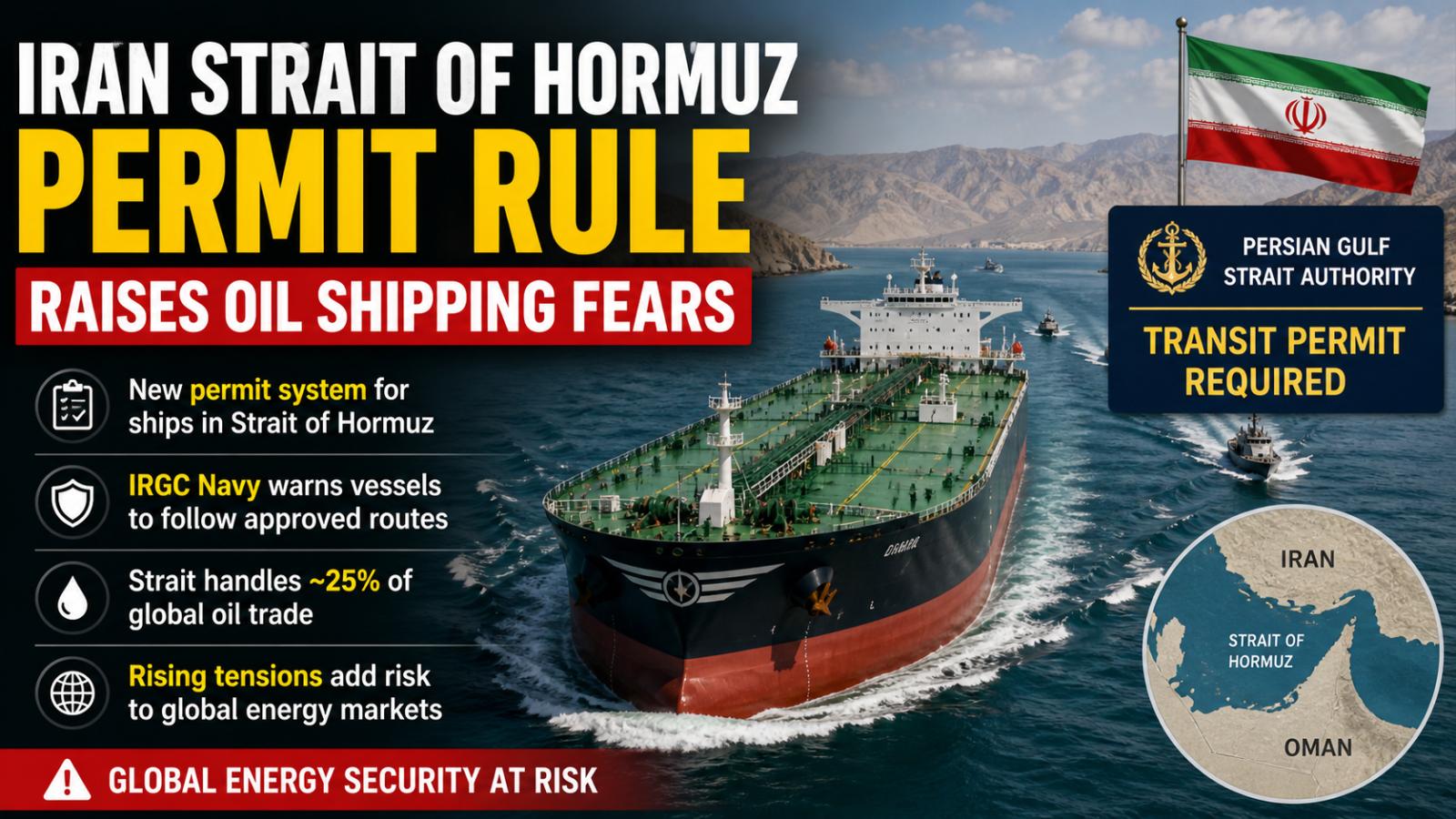 Iran Strait of Hormuz Permit Rule Raises Oil Shipping Fears