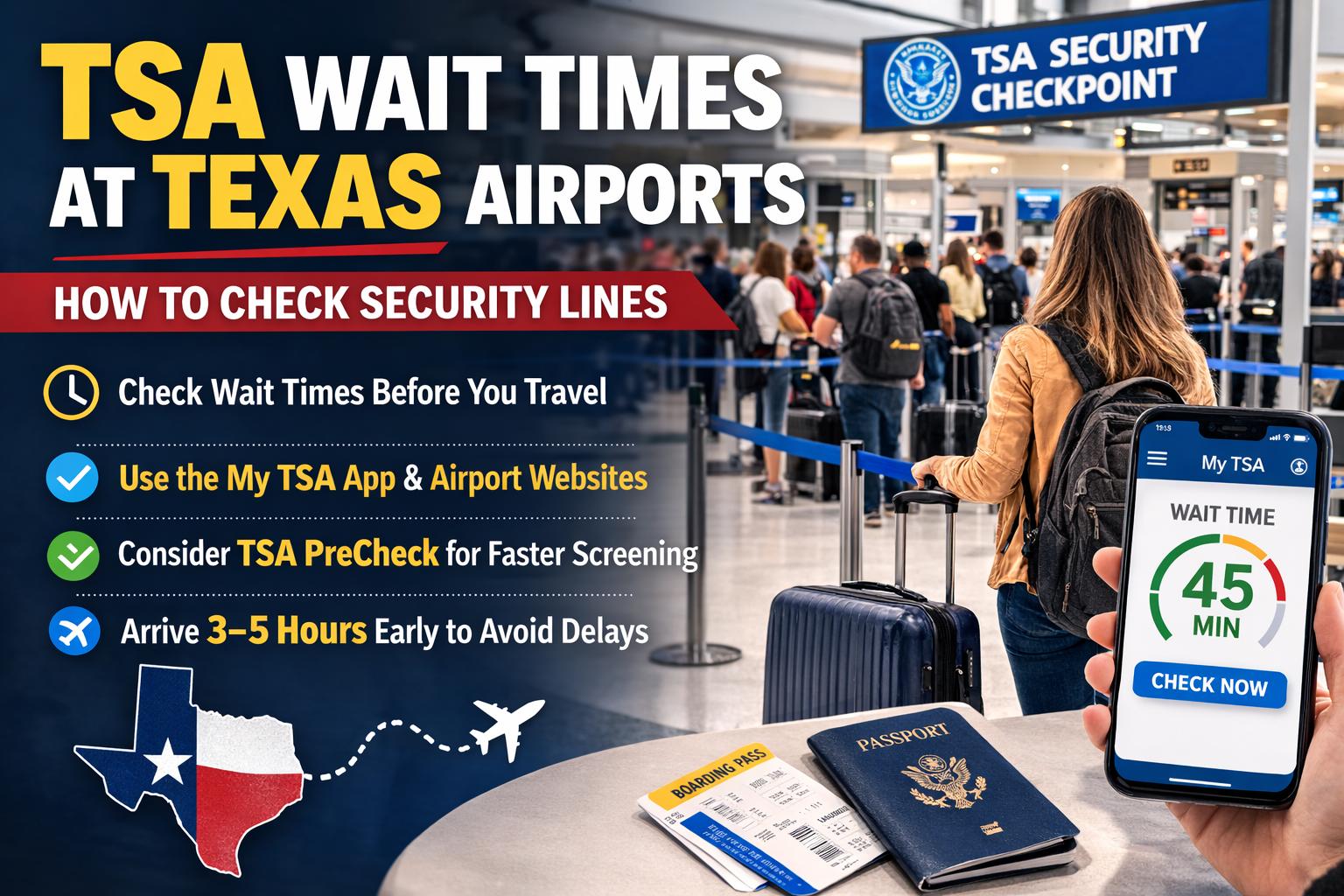 How to check TSA wait times at Texas airports during long security lines