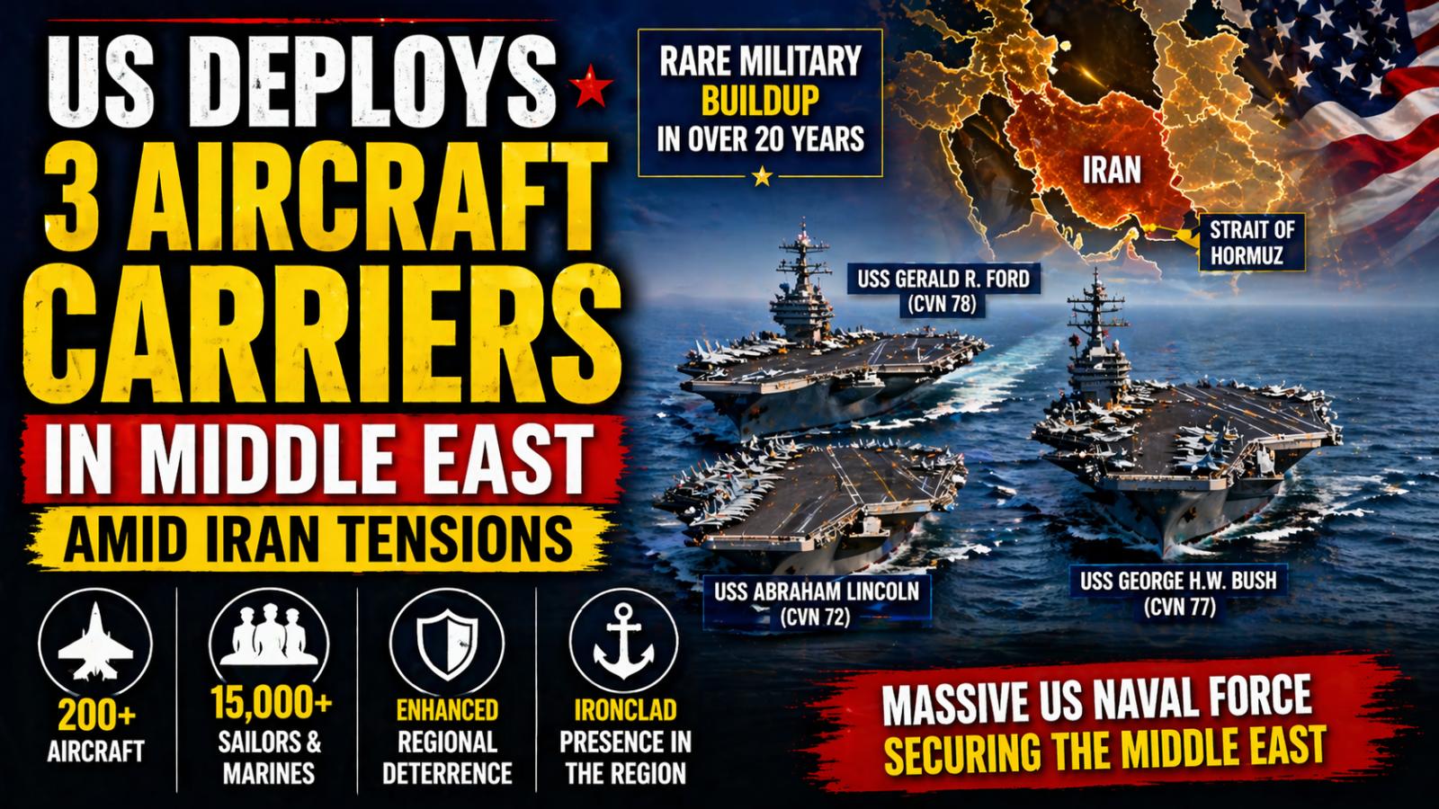 US deploys three aircraft carriers to Middle East amid Iran tensions