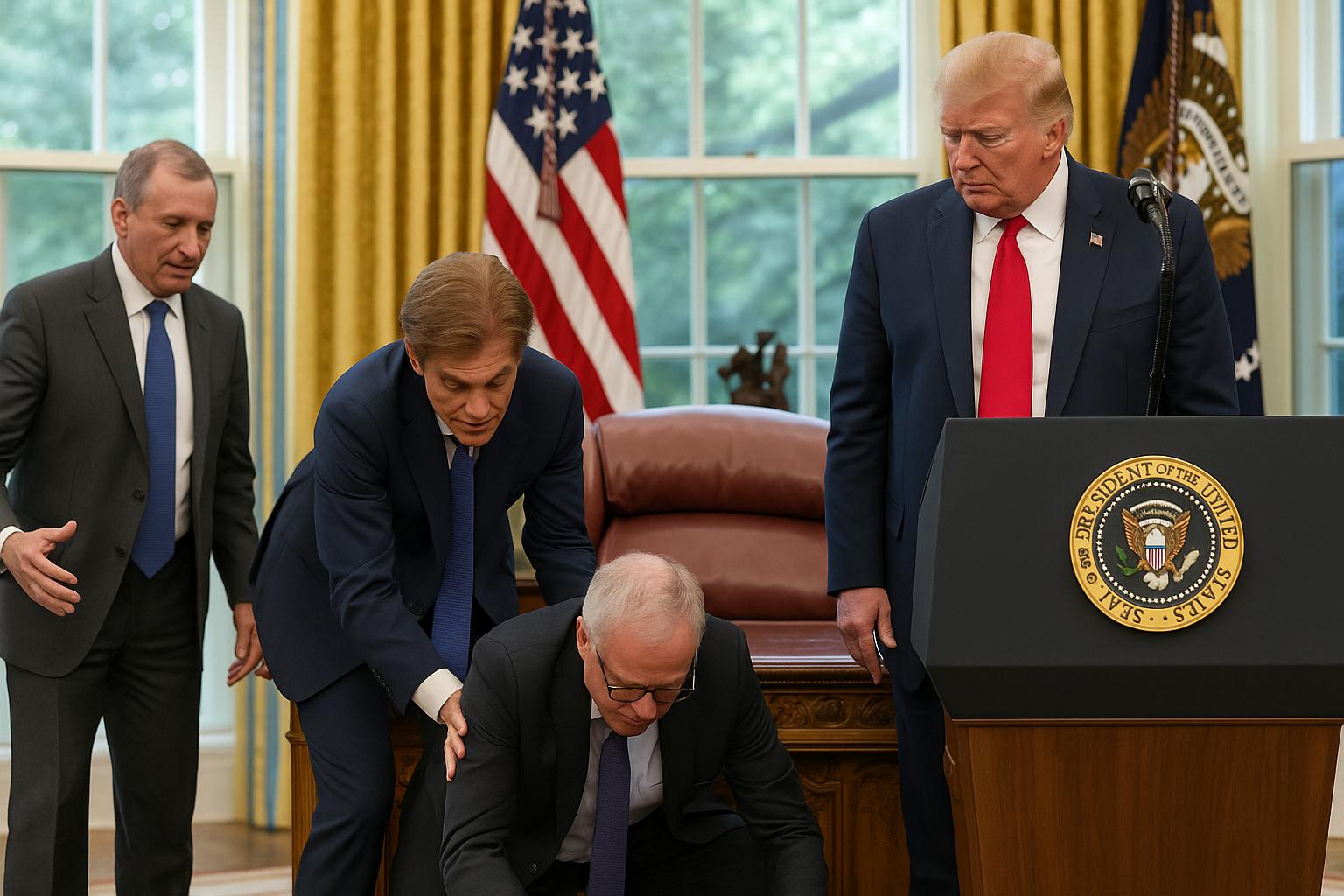 Pharma executive collapses during Trump’s Oval Office event on obesity drug prices