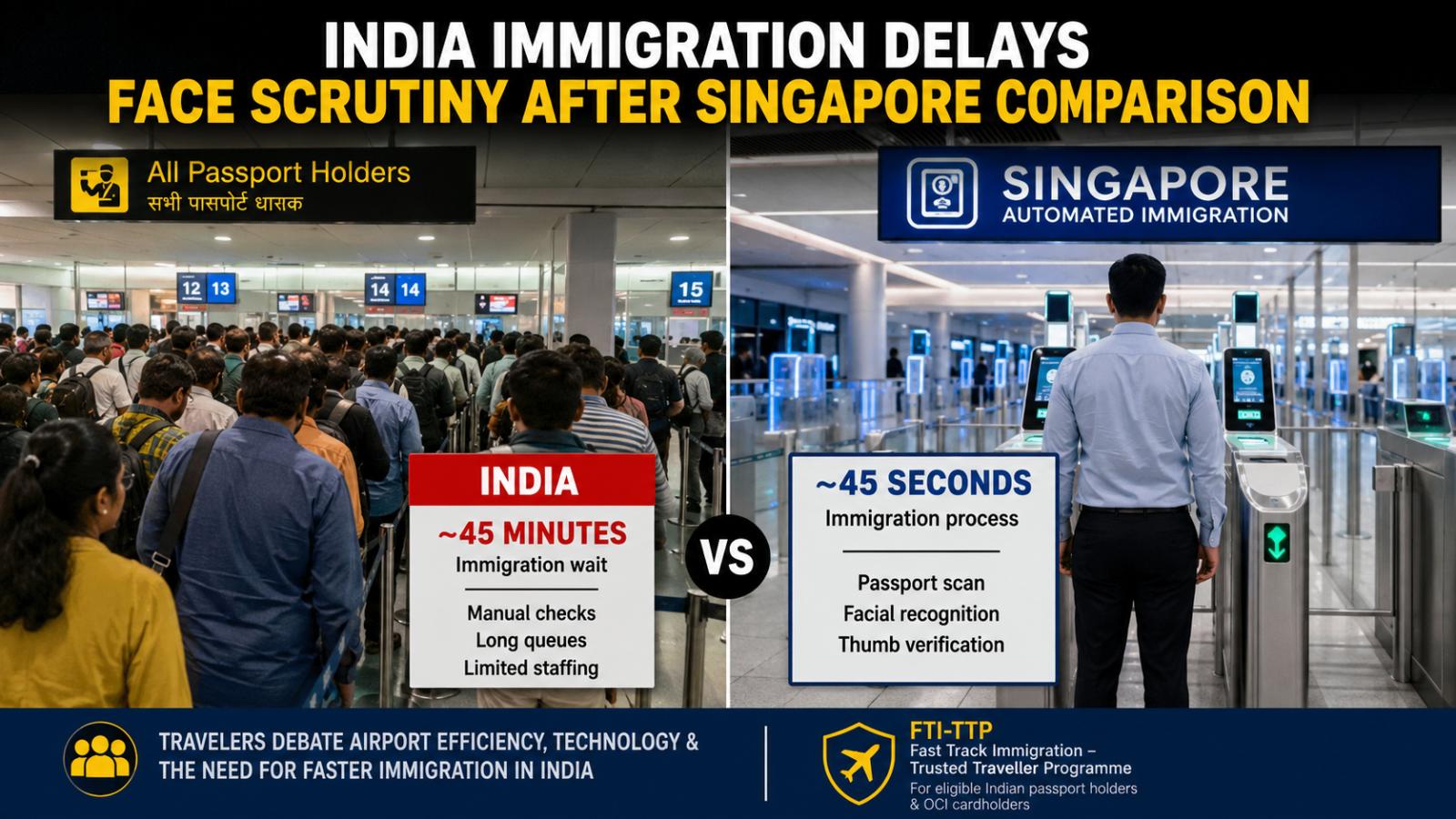 India Immigration Delays Face Scrutiny After Singapore Comparison