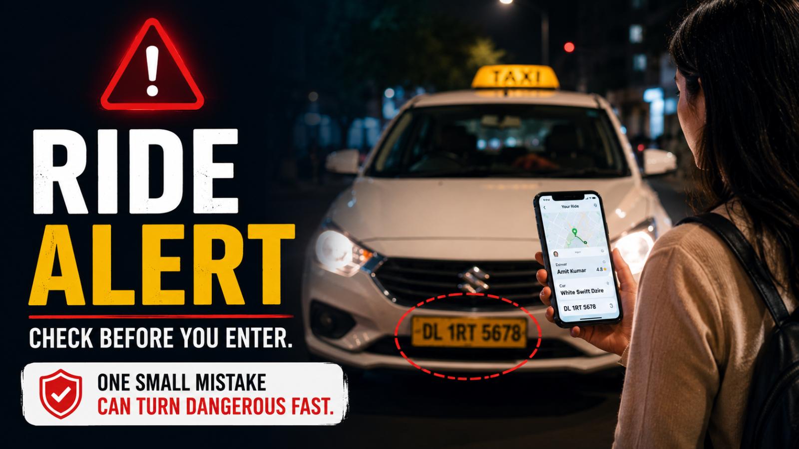 Cab Safety Warning: Check Number Plate Before Entering Ride