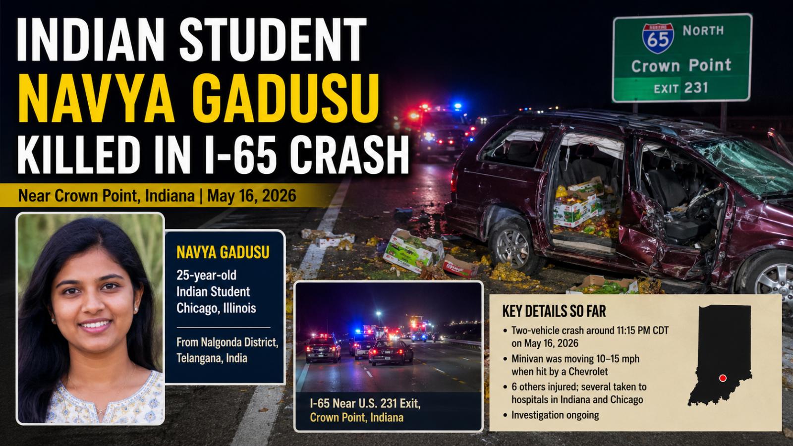 Indian Student Navya Gadusu Killed in I-65 Crash Near Crown Point