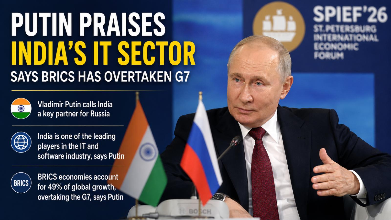 Putin Praises India’s IT Sector as BRICS Challenges G7