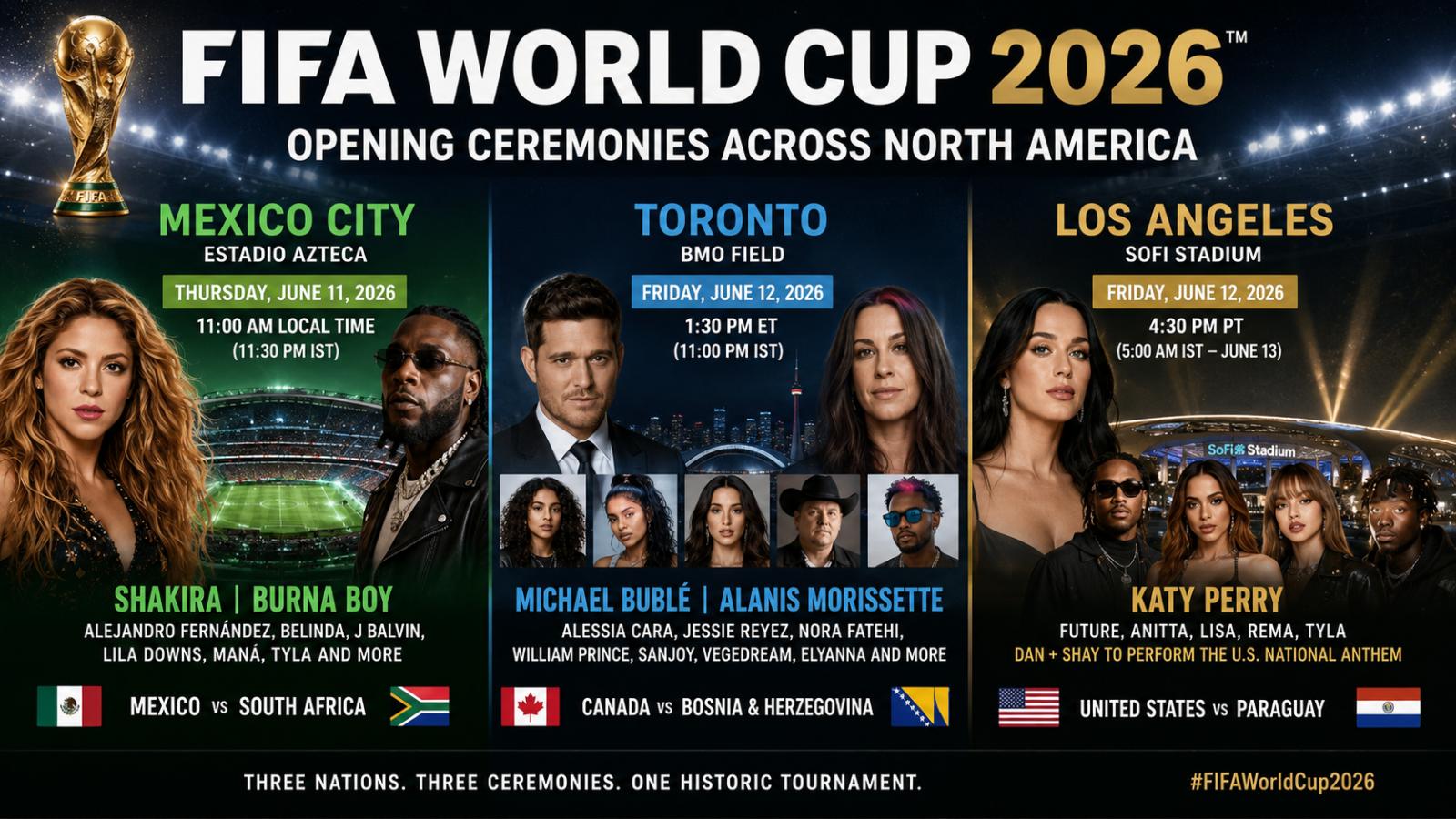 World Cup 2026 Opening Ceremonies Schedule: Times, Cities and Performers