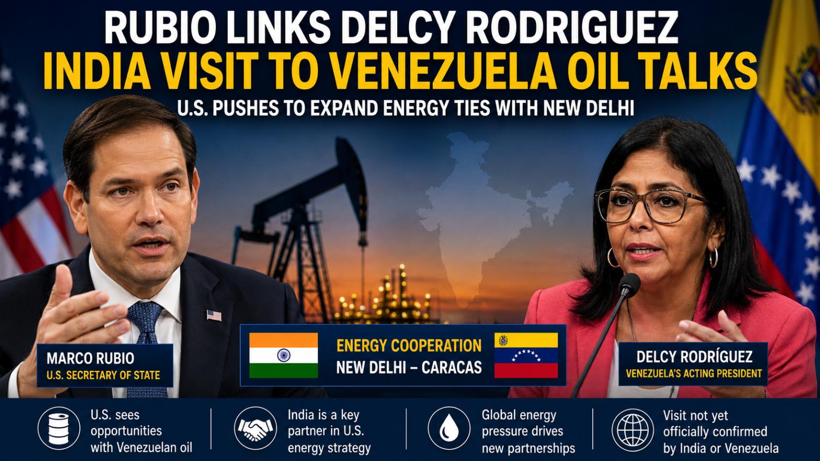Rubio Links Delcy Rodriguez India Visit to Venezuela Oil Talks