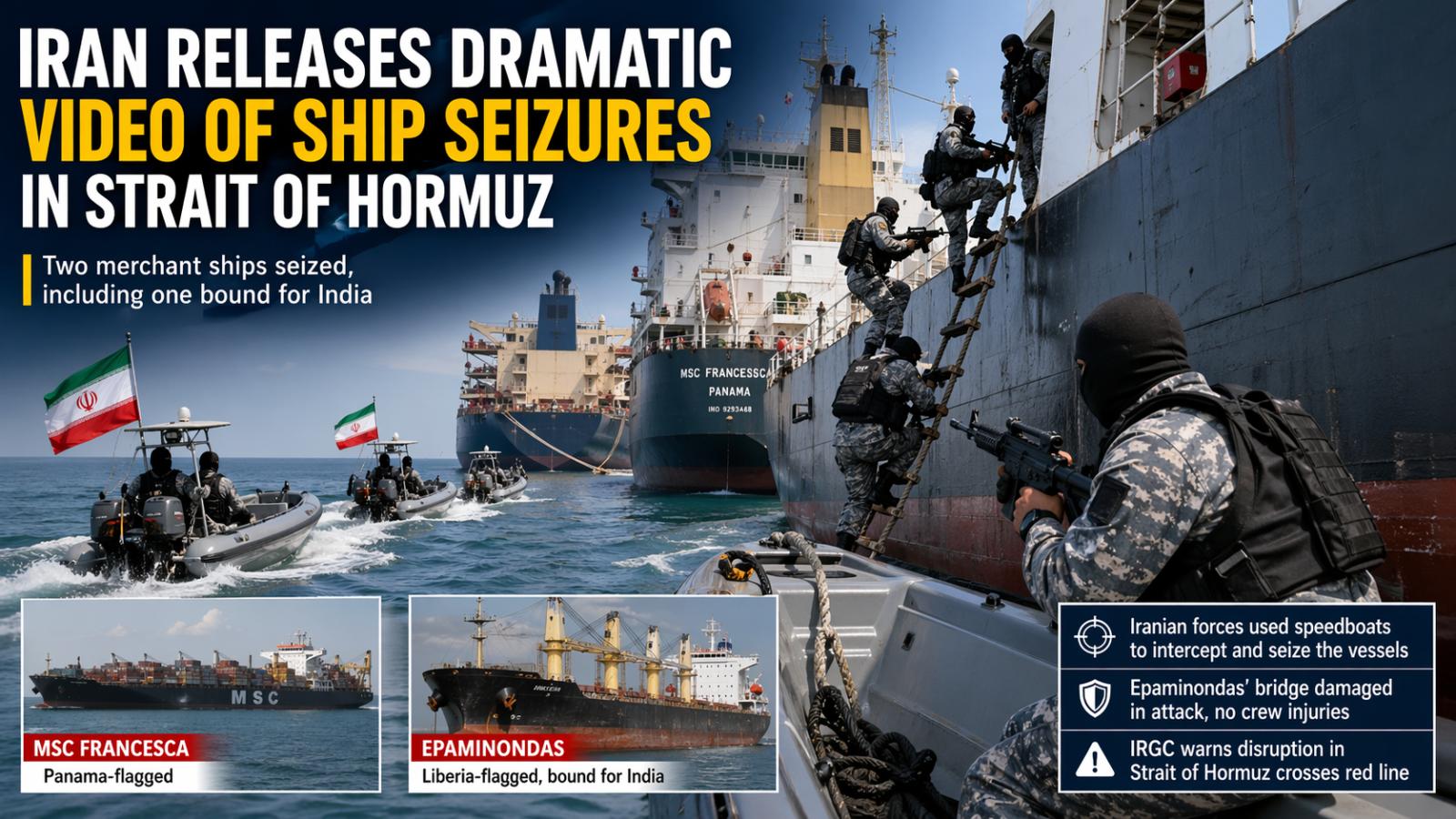 Iran releases dramatic video of ship seizures in Strait of Hormuz