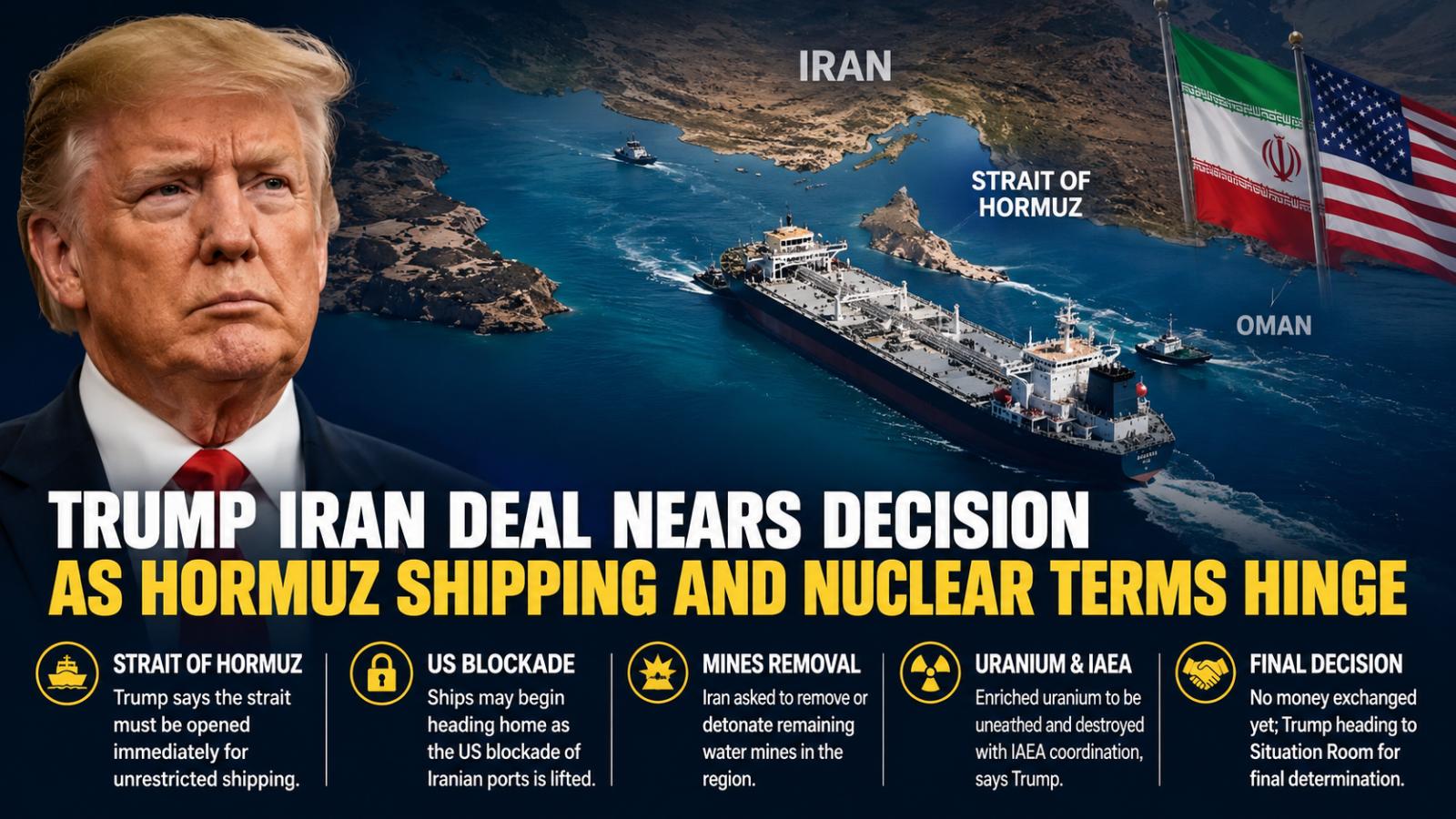 Trump Iran Hormuz Deal Nears Decision as Blockade Lift Is Weighed