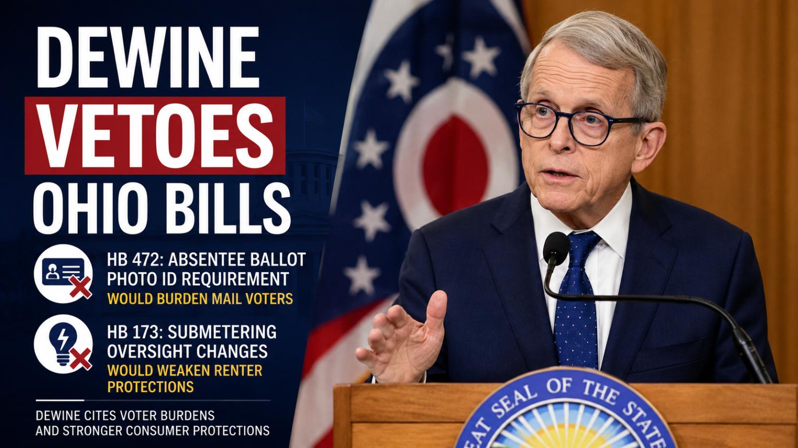 DeWine Vetoes Ohio Absentee Ballot ID and Submetering Bills
