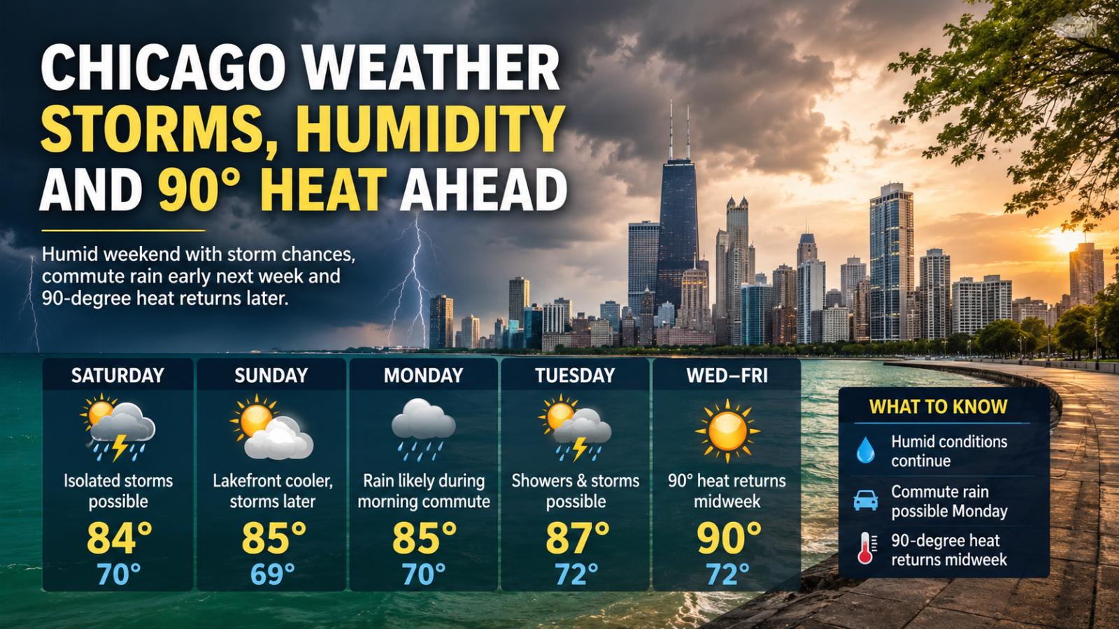 Chicago Storms May Bring Commute Rain and 90-Degree Heat