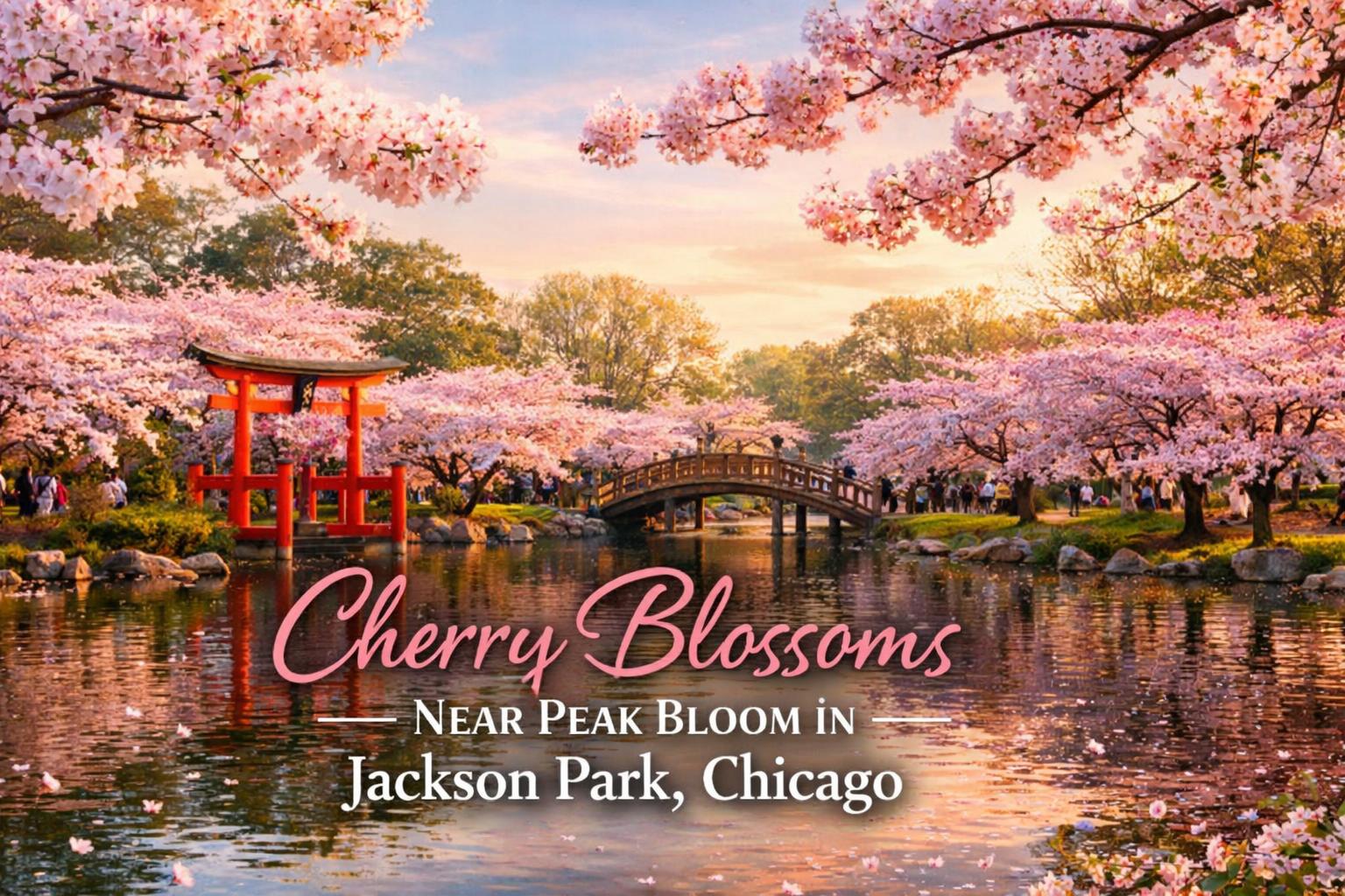 Chicago cherry blossoms near peak bloom in Jackson Park this April