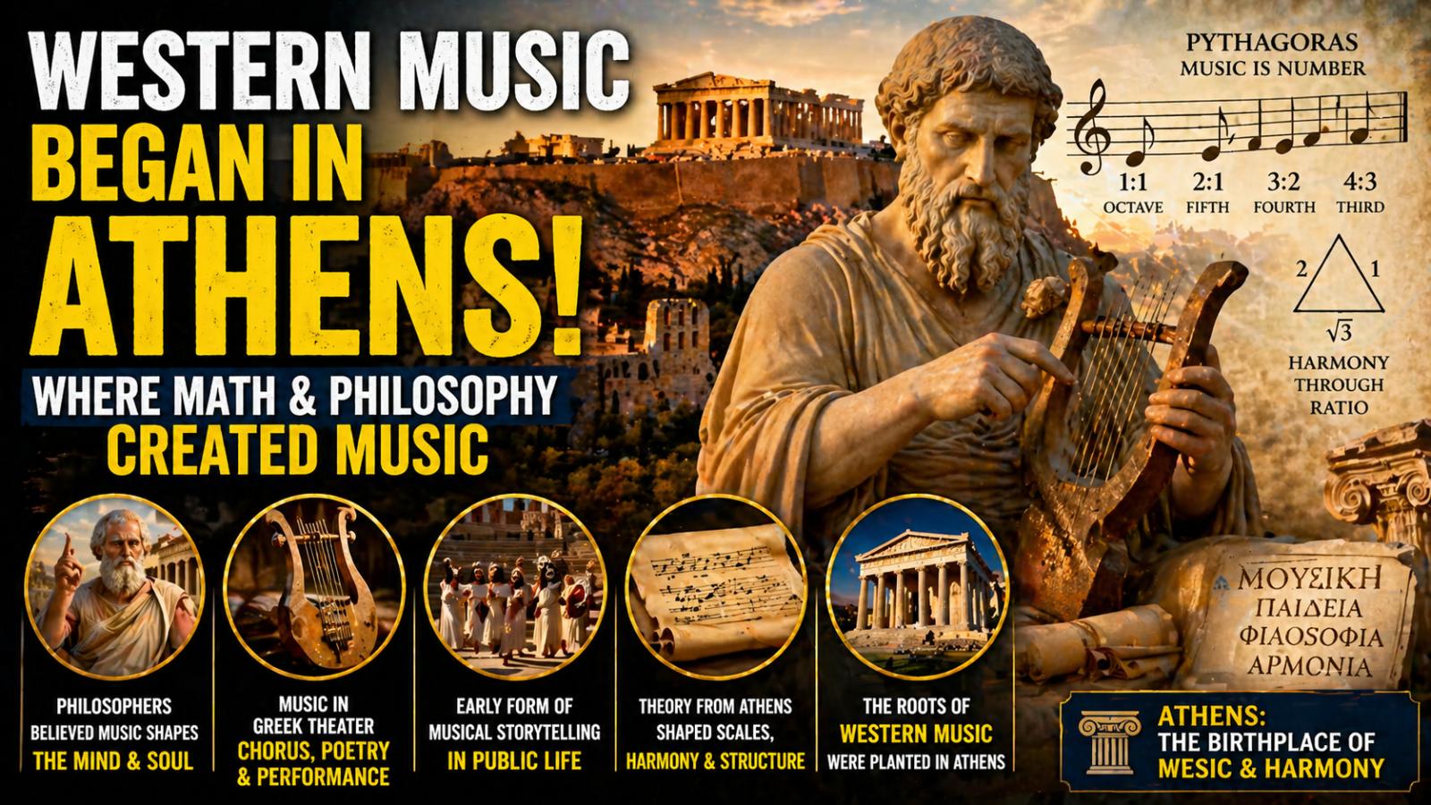 How did Western music begin in Athens It started with mathematics and philosophy
