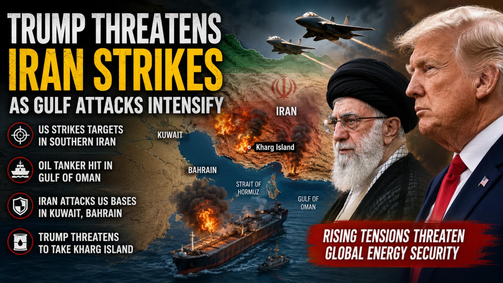 Trump Threatens Kharg Island as US-Iran Gulf Attacks Escalate