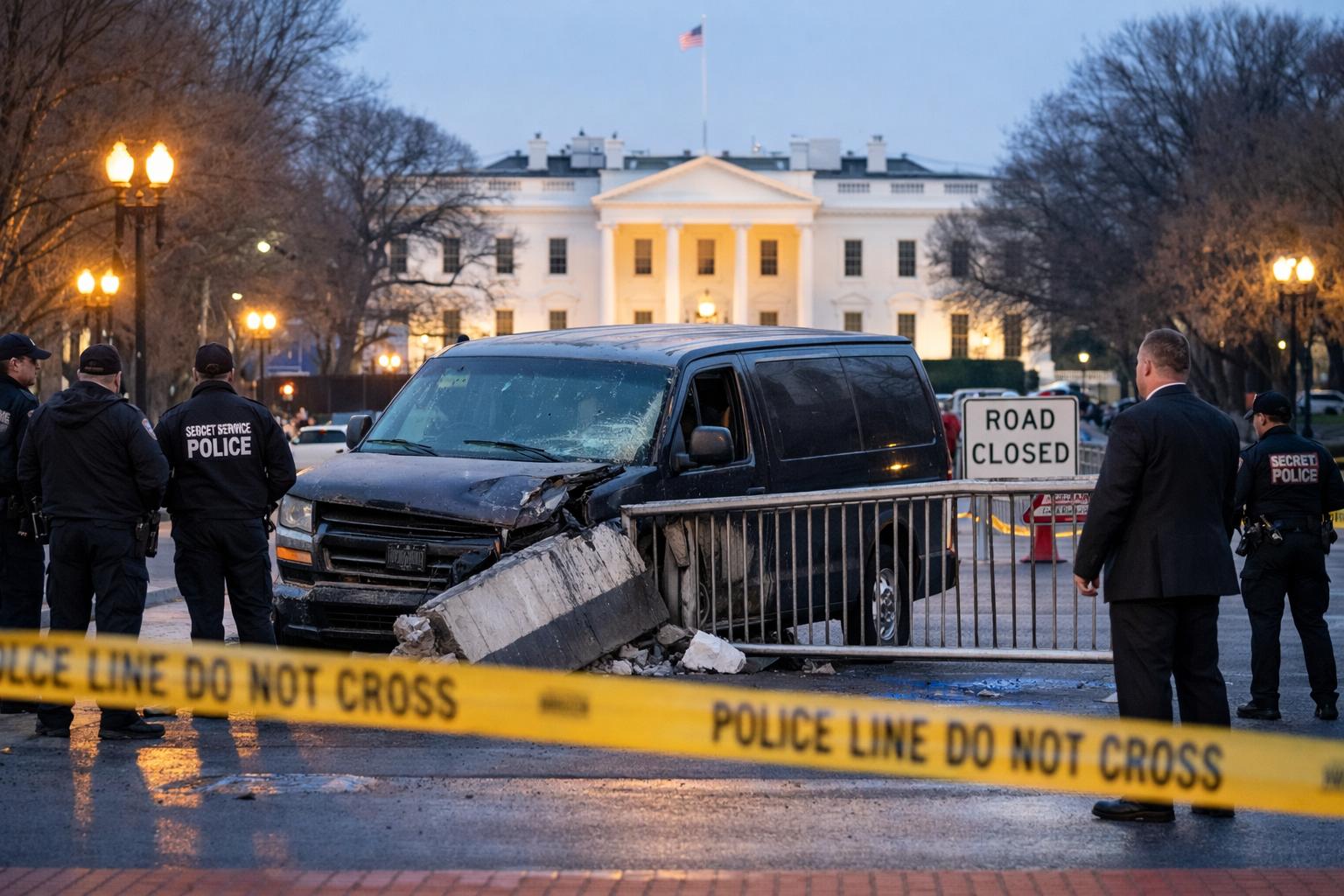 Van crashes into barricade near White House, triggering Washington lockdown
