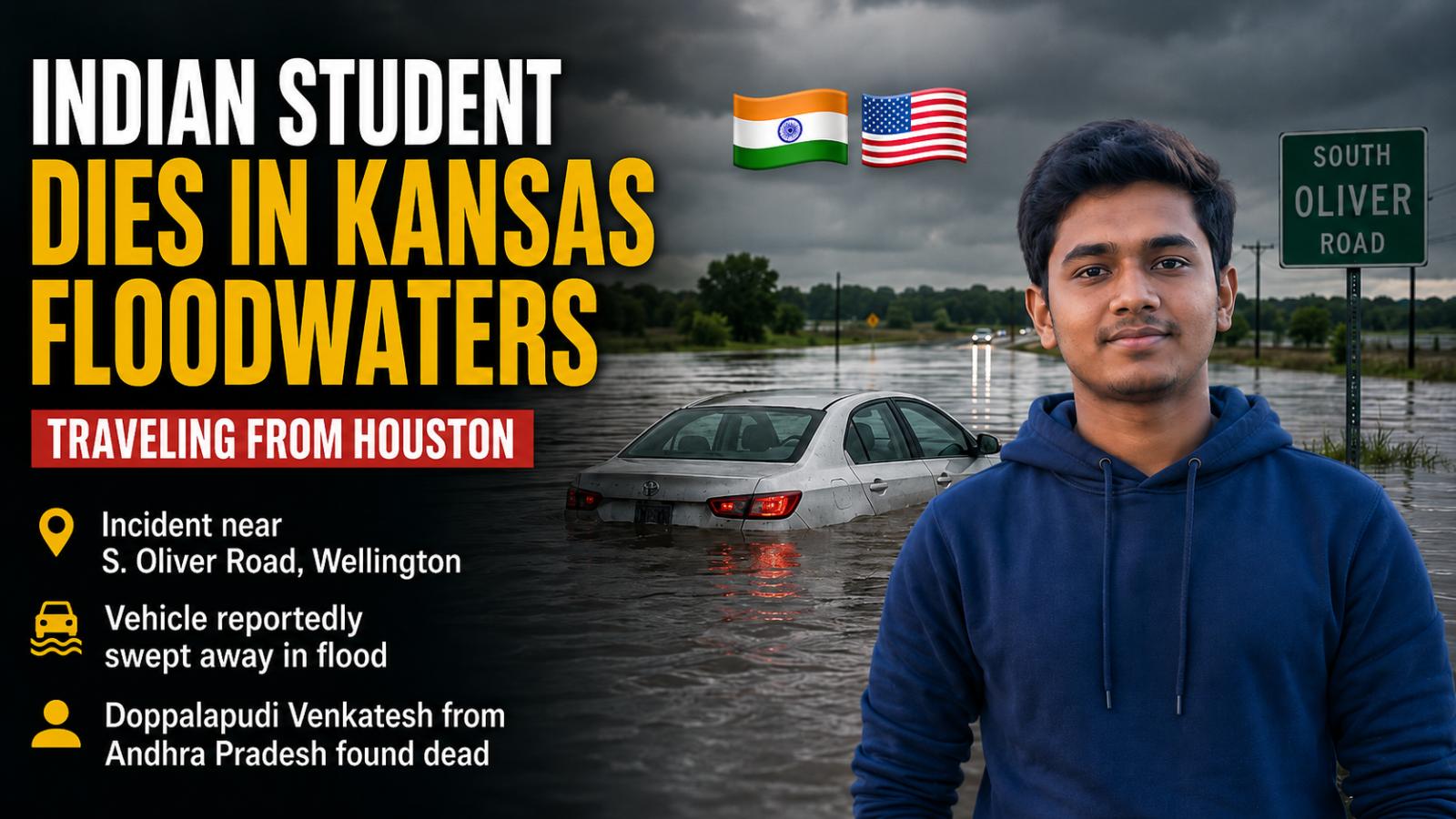 Andhra Pradesh Student Dies in Kansas Floodwaters Near Wellington
