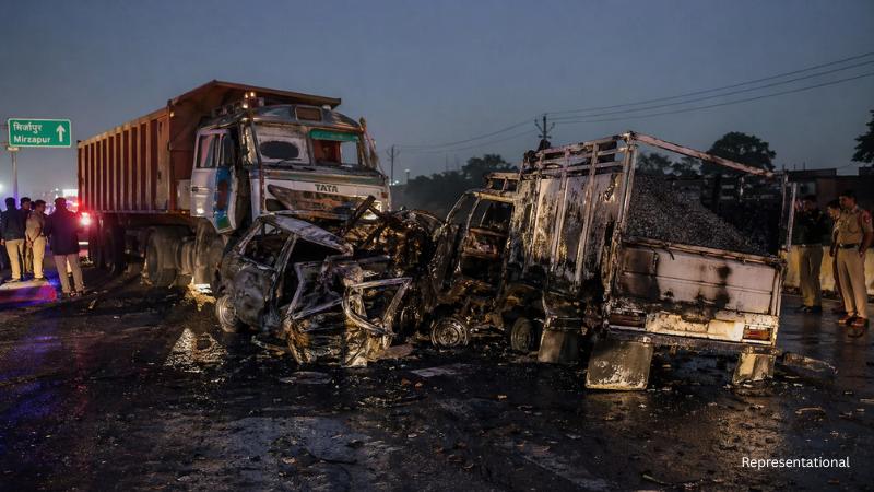 Deadly Uttar Pradesh crash leaves 11 dead after truck collision and fire