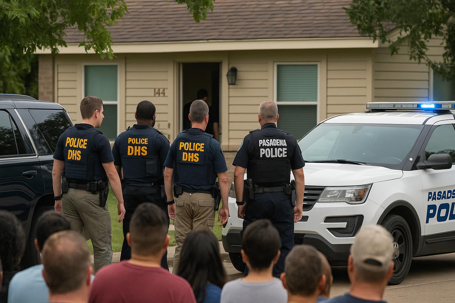 Federal agents conduct warrant operations across Pasadena, police assist with crowd control