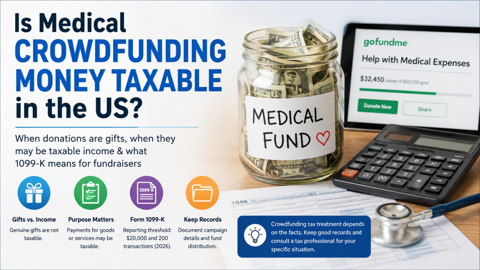 Is medical crowdfunding money taxable in the US?