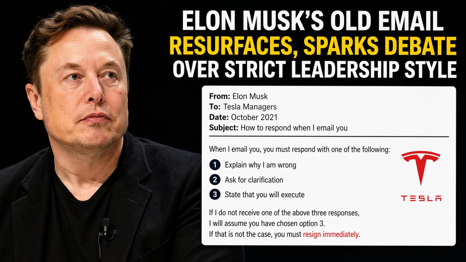 What did Elon Musk tell Tesla managers Follow three steps or resign, email says