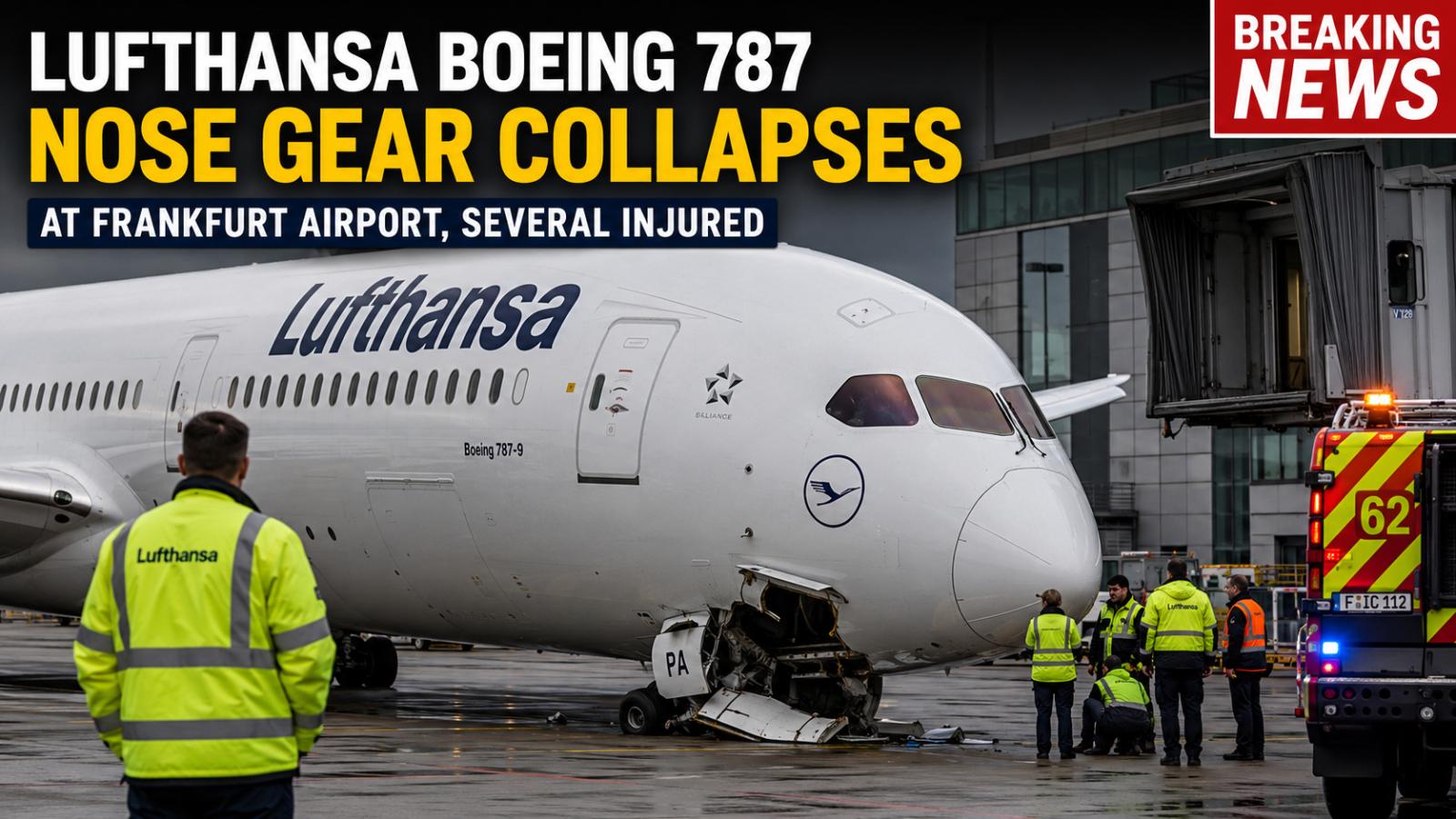 Lufthansa Boeing 787 Nose Gear Fails at Frankfurt Gate, Staff Injured