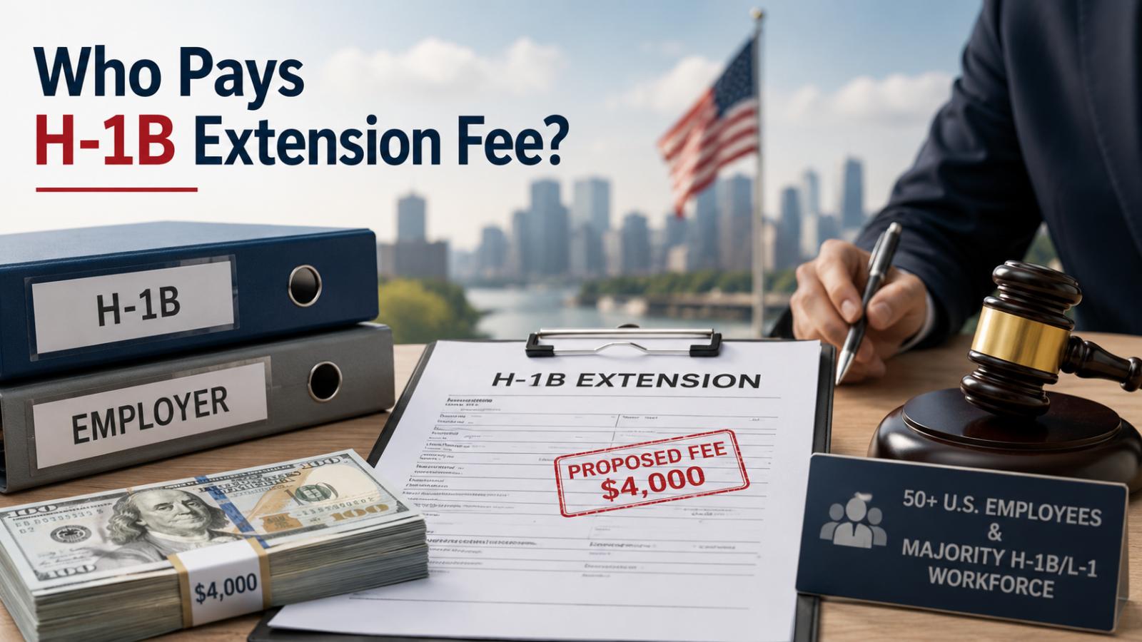 Who must pay the proposed $4,000 H-1B extension fee 