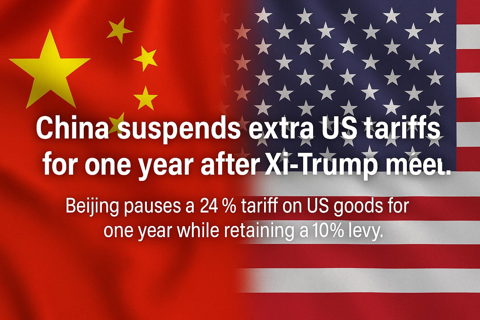 China suspends extra US tariffs for one year after Xi-Trump meeting