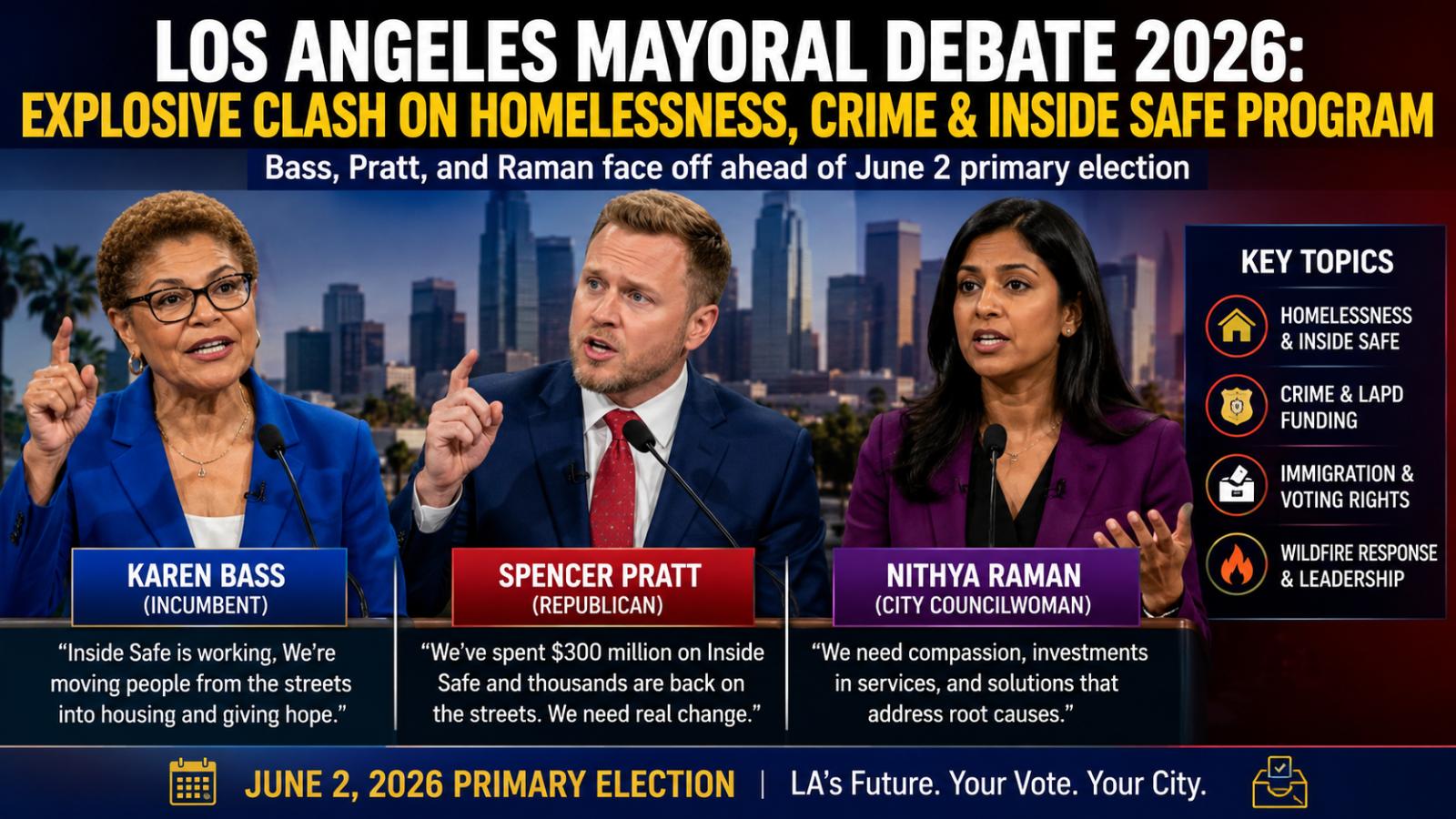 Los Angeles Mayoral Debate 2026: Explosive Clash on Homelessness, Crime & Inside Safe Program