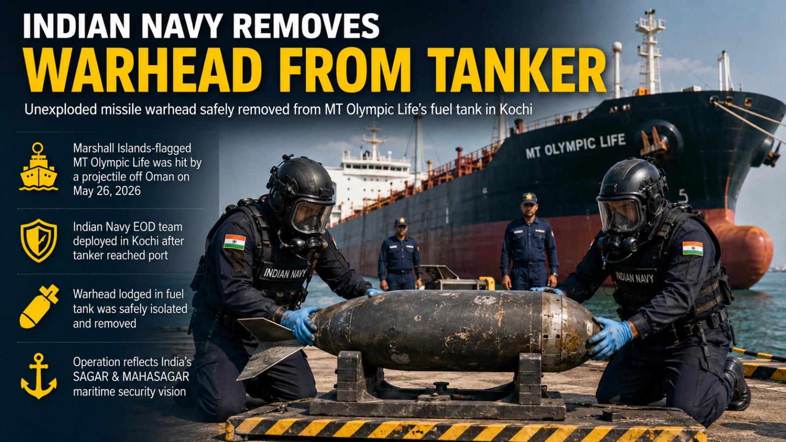 Indian Navy Removes Warhead From MT Olympic Life Fuel Tank