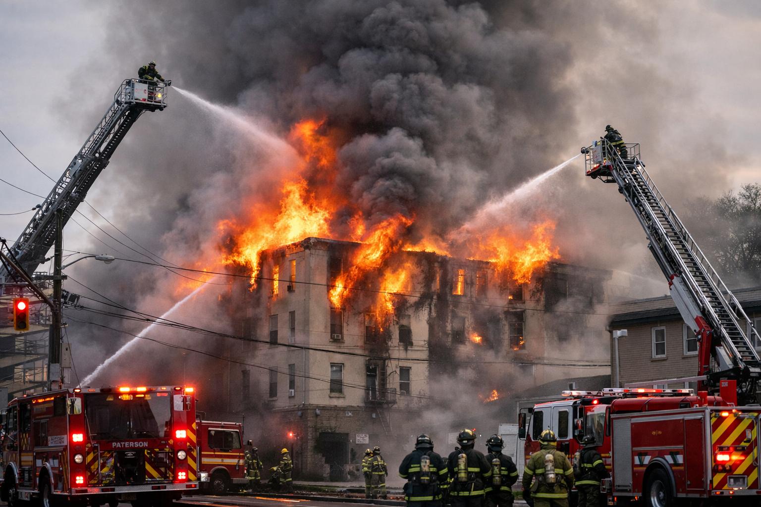 Heavy fire breaks out at residential building in Paterson, New Jersey