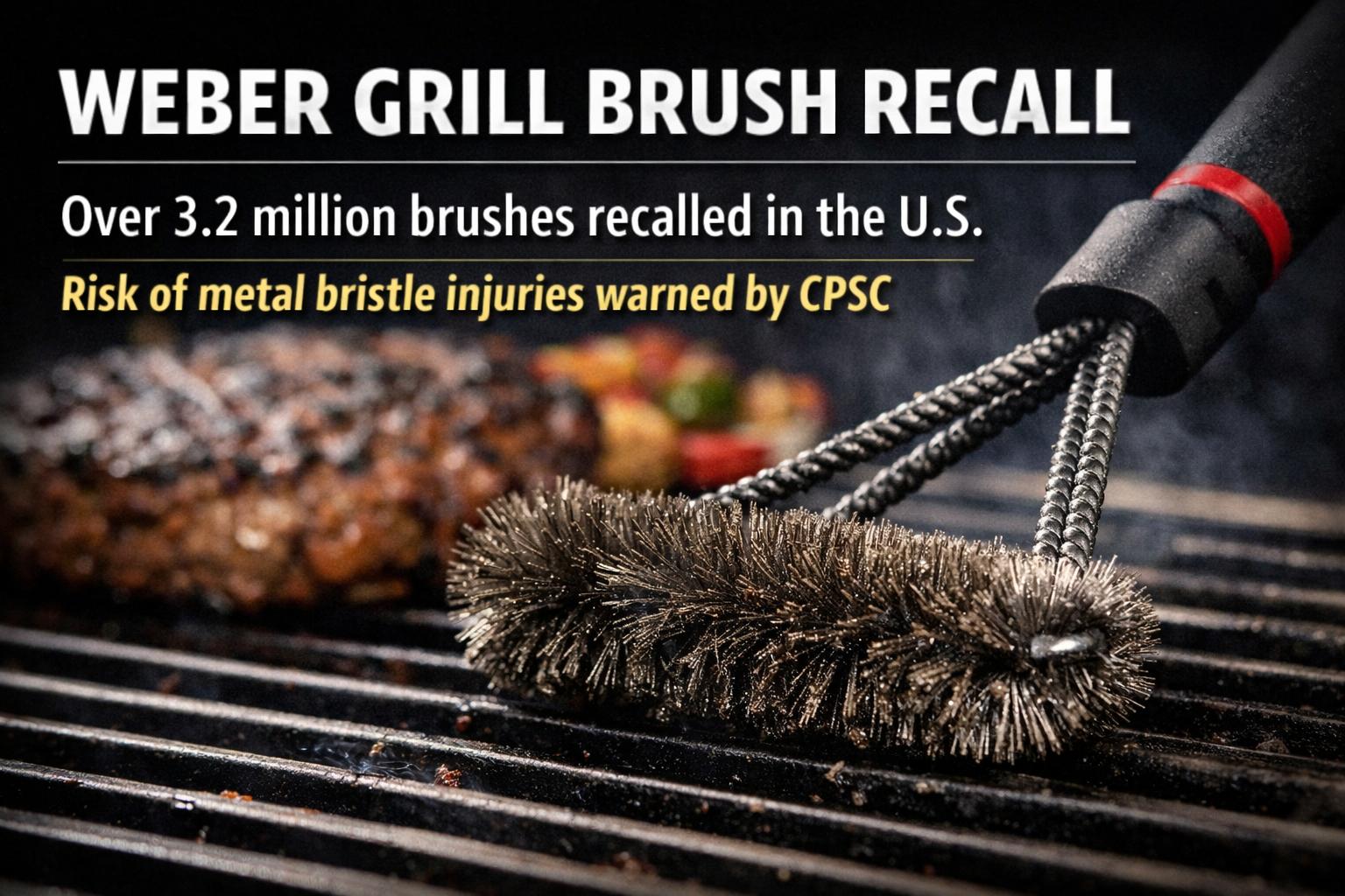 Weber recalls 3.2 million grill brushes in the US over metal bristle injury risk