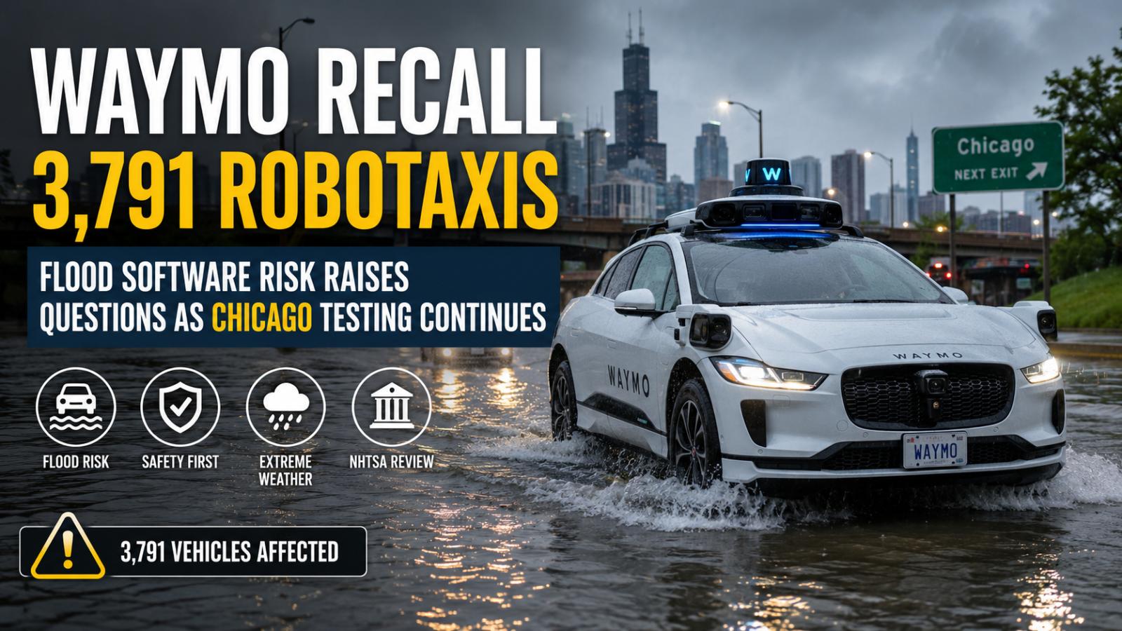 Waymo Recall Hits 3,791 Robotaxis as Chicago Testing Faces Flood Questions