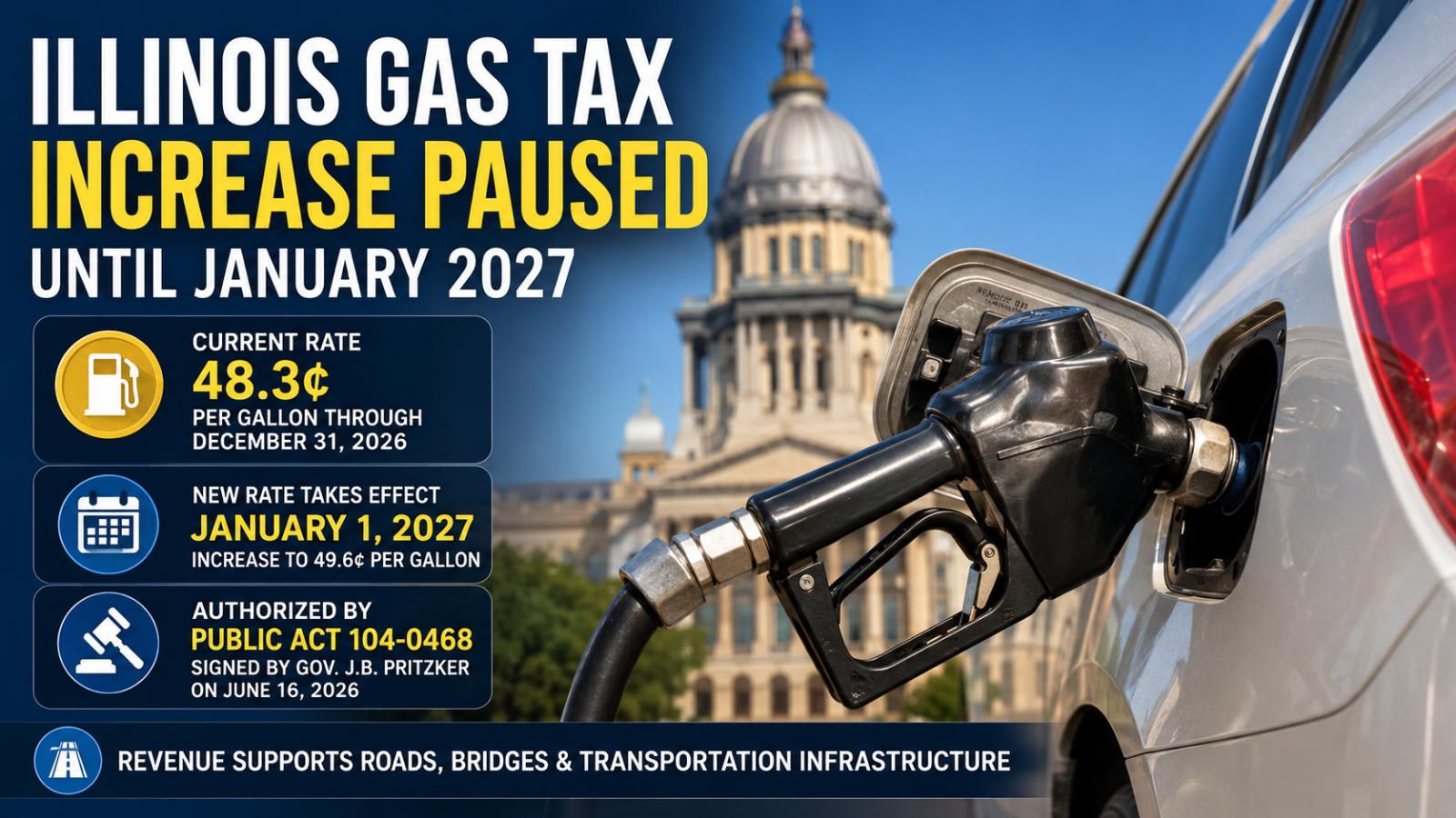 Illinois Gas Tax Increase Paused Until January 2027
